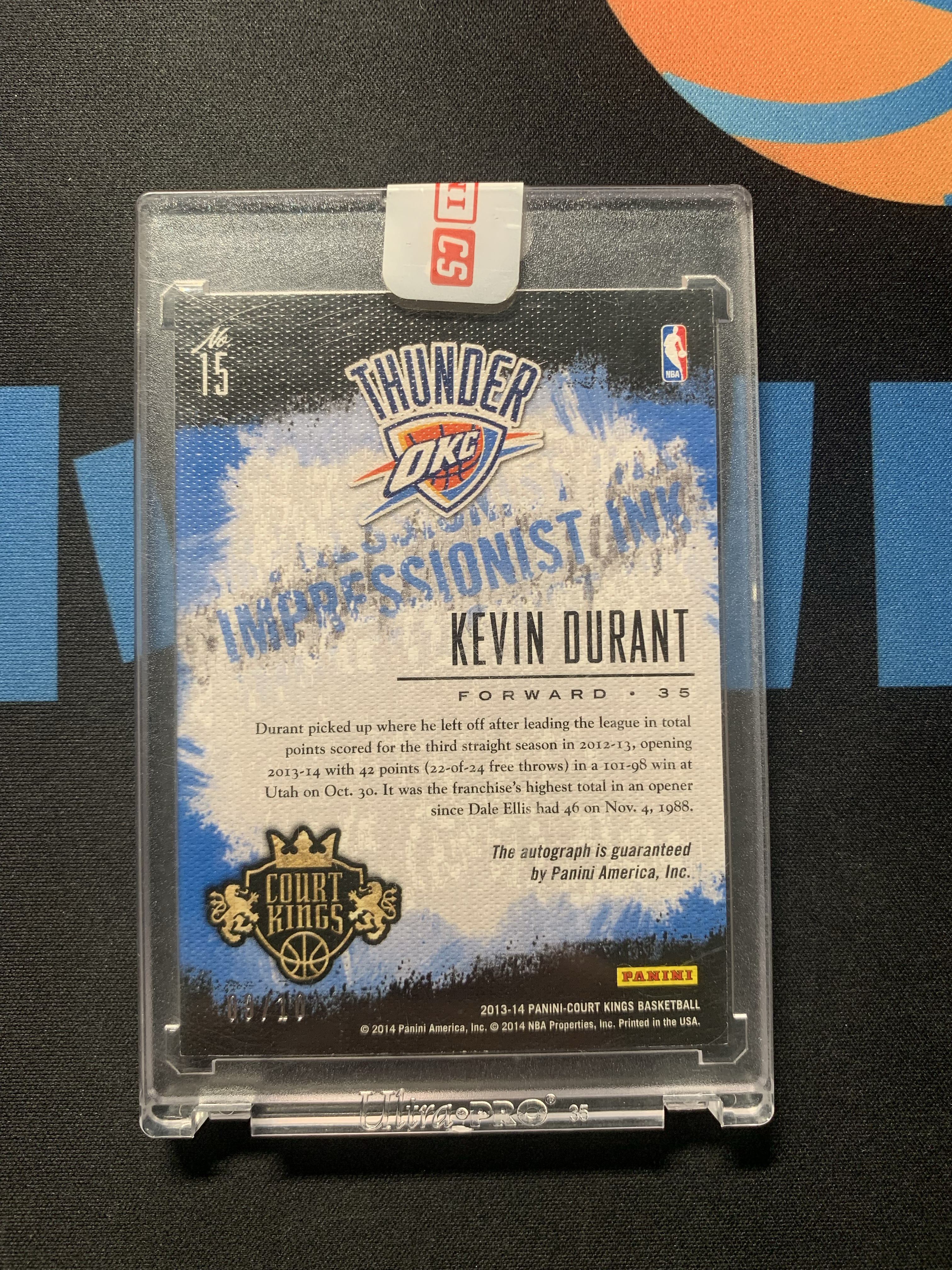 2013-14 Panini Court Kings Kevin Durant 雷霆火箭 死神 凯文 杜兰特 10编 金版 impressionist 签字 卡签 请仔细阅读描述 小鱼儿BLM