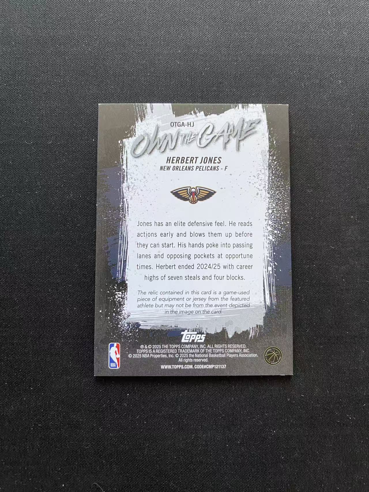 2025 Topps Flagship Herbert Jones 赫伯特 琼斯 鹈鹕 99编 绿折 Own The Game特卡【king#28】瑕疵如图