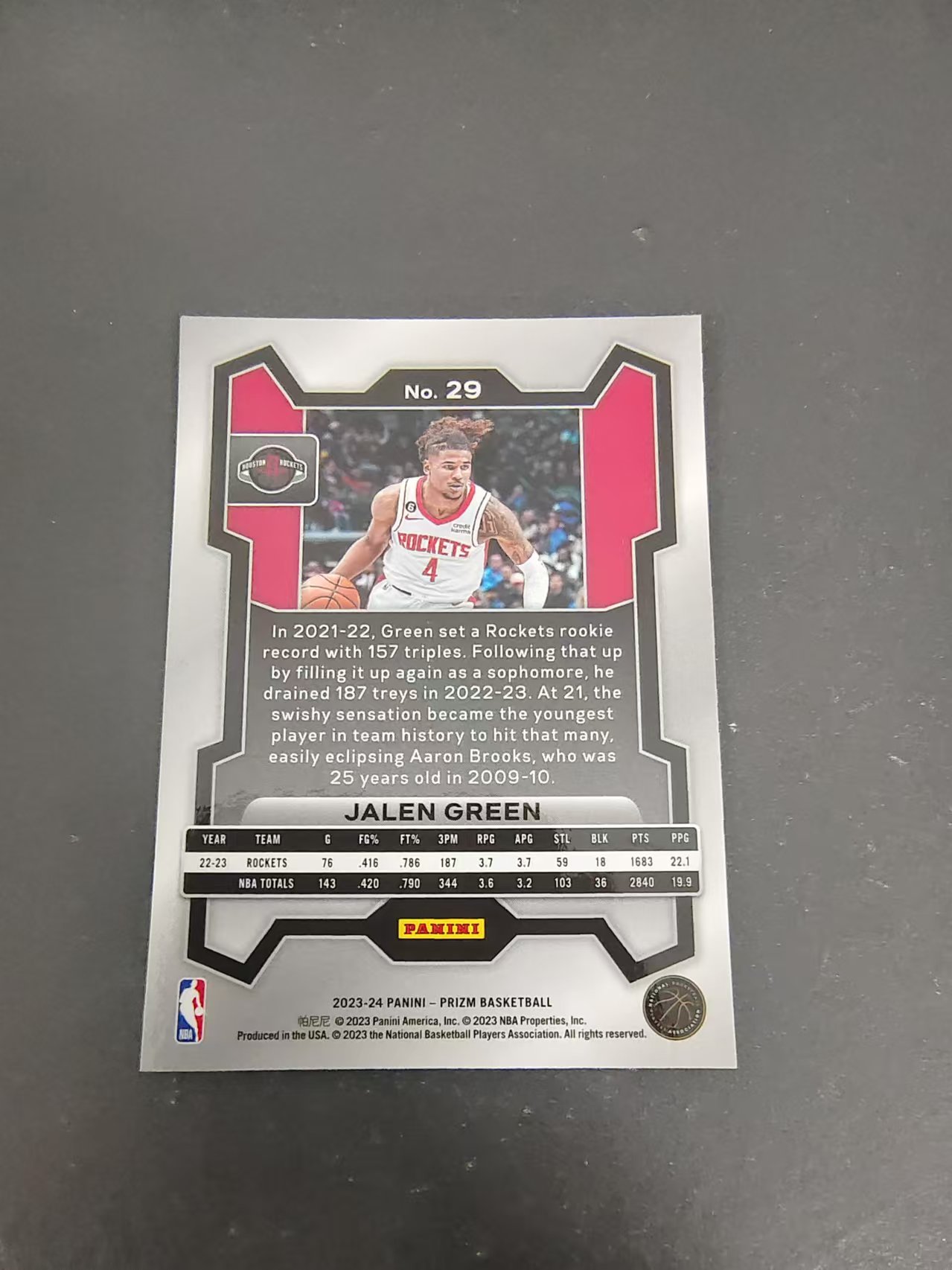 【可合并,不累计】2023-24 Panini Prizm Jalen Green 杰伦 格林 火箭 PZ 划痕 边角微瑕 #29