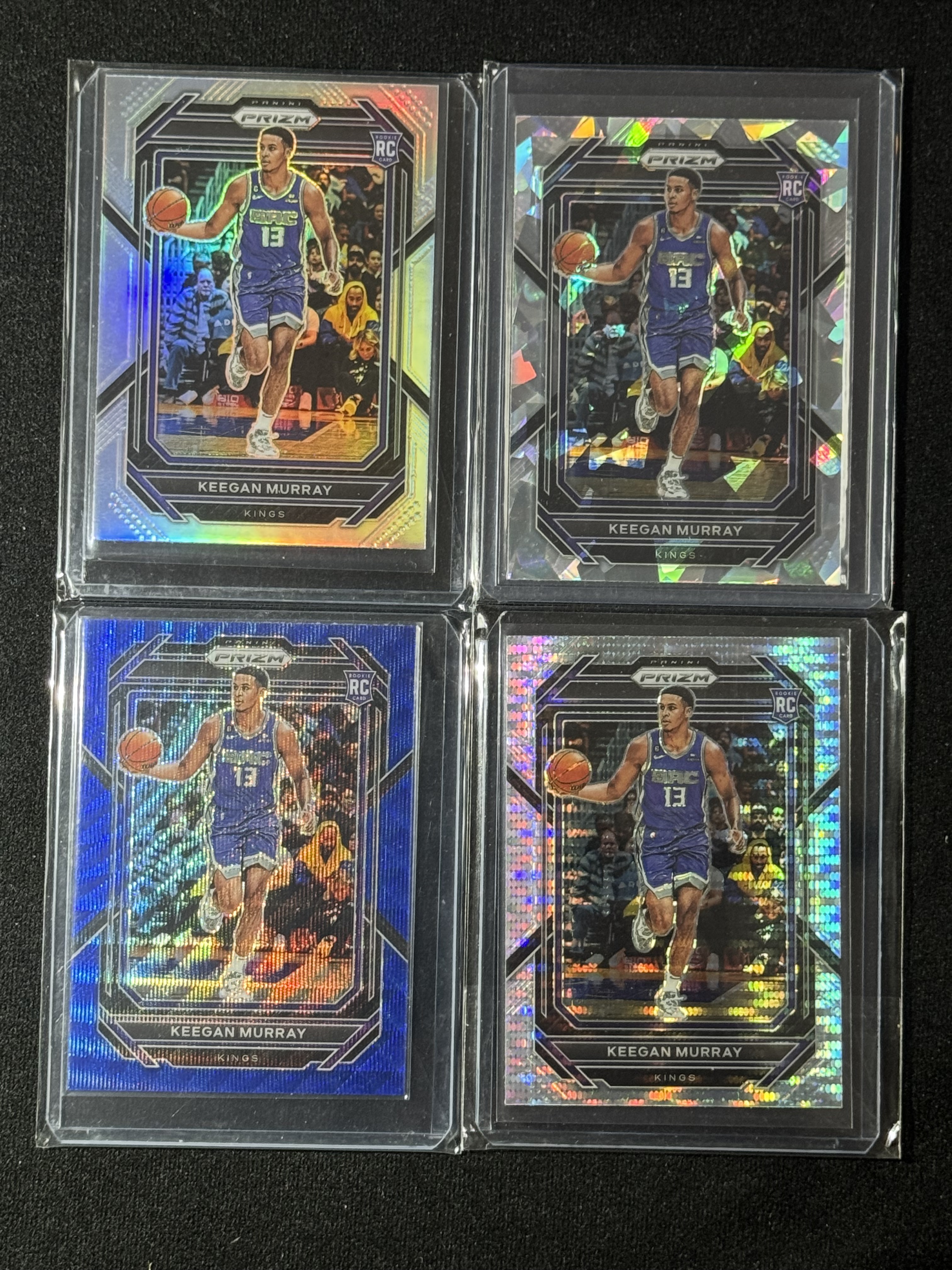 2022-23 Panini Prizm Keegan Murray RC 【扎克代卖】PZ 国王新秀 基根 穆雷 小彩虹 正银折 白碎冰 篮波纹 Disco折 瑕疵如图 投资必备