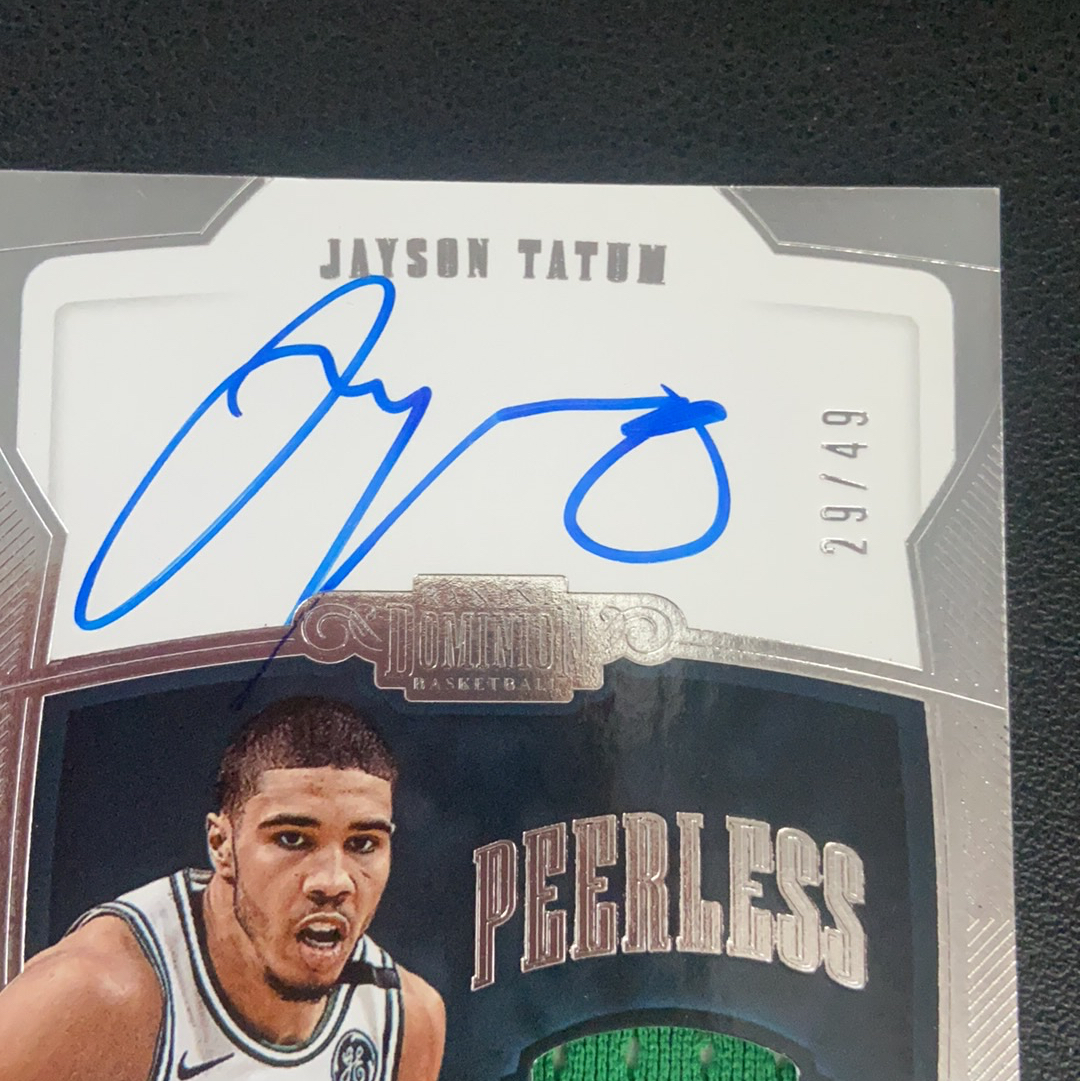 2018-19 Panini Dominion Jayson Tatum 多米诺 凯尔特人 杰森 塔图姆 獭兔 球衣切割 卡签签字 49编 JA 瑕疵如图