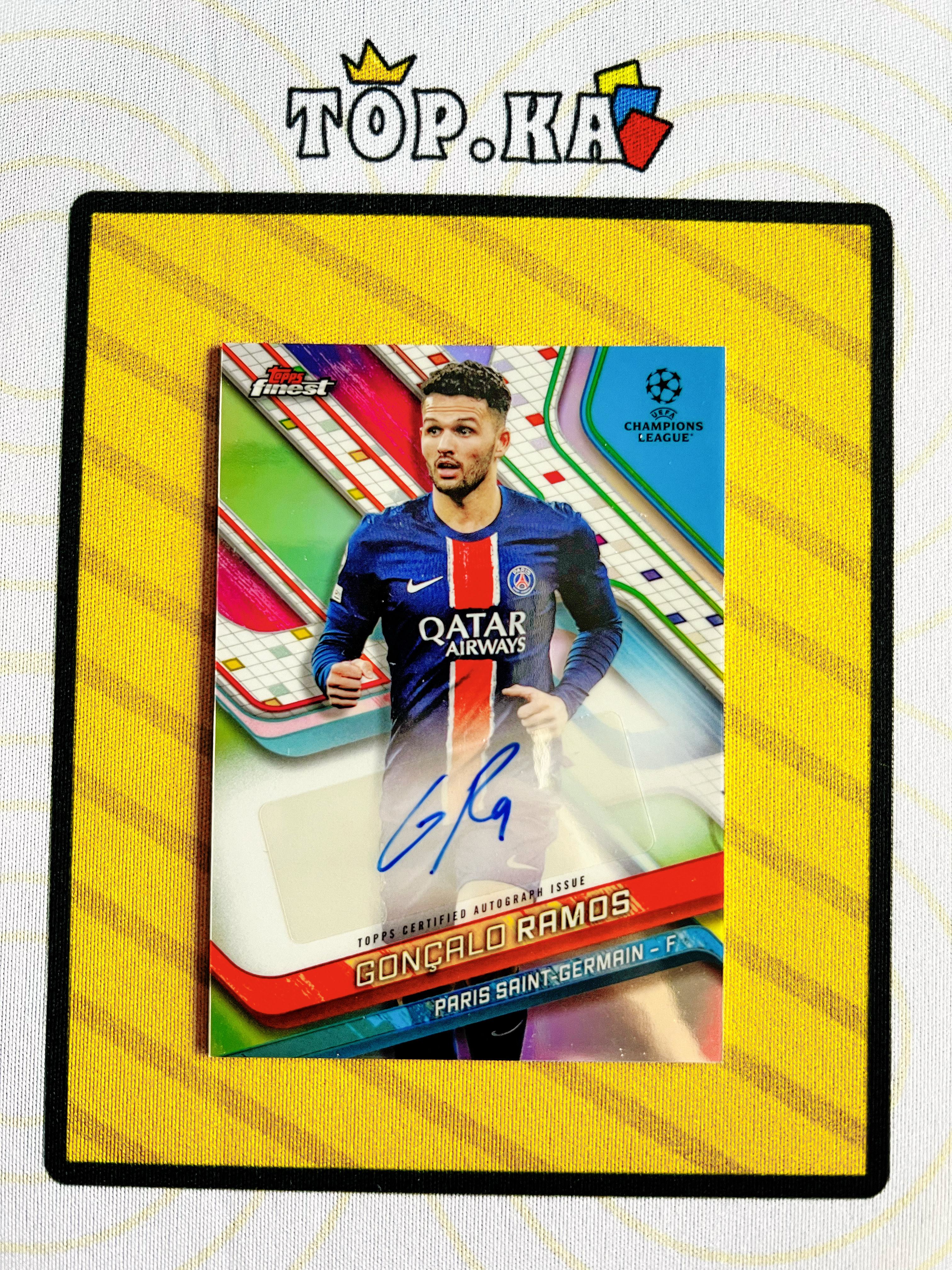 【顶尖卡社】 2025 Topps Finest Goncalo Ramos 欧冠 大巴黎 巴黎圣日耳曼 冈萨洛 拉莫斯 签名 签字 折射 银折 详情看描述 瑕疵如图【LIUN】