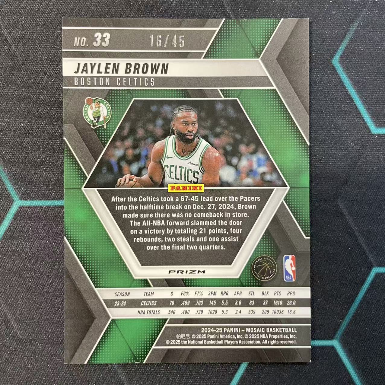 2024-25 Panini Mosaic Jaylen Brown 【阿福代卖】杰伦 布朗 凯尔特人 蓝马赛克折 45编 收藏必备 (行行行)