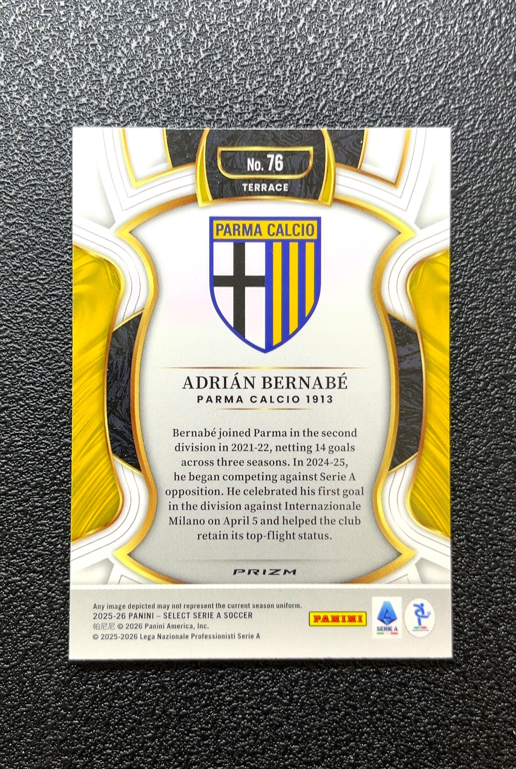 【岛屿拍卖】2025-26 Panini Select Prizm TERRACE 看台 ADRIÁN BERNABÉ 阿德里安·贝尔纳贝 银Shimmer折 折射 卡品如图 高价值 0015#09