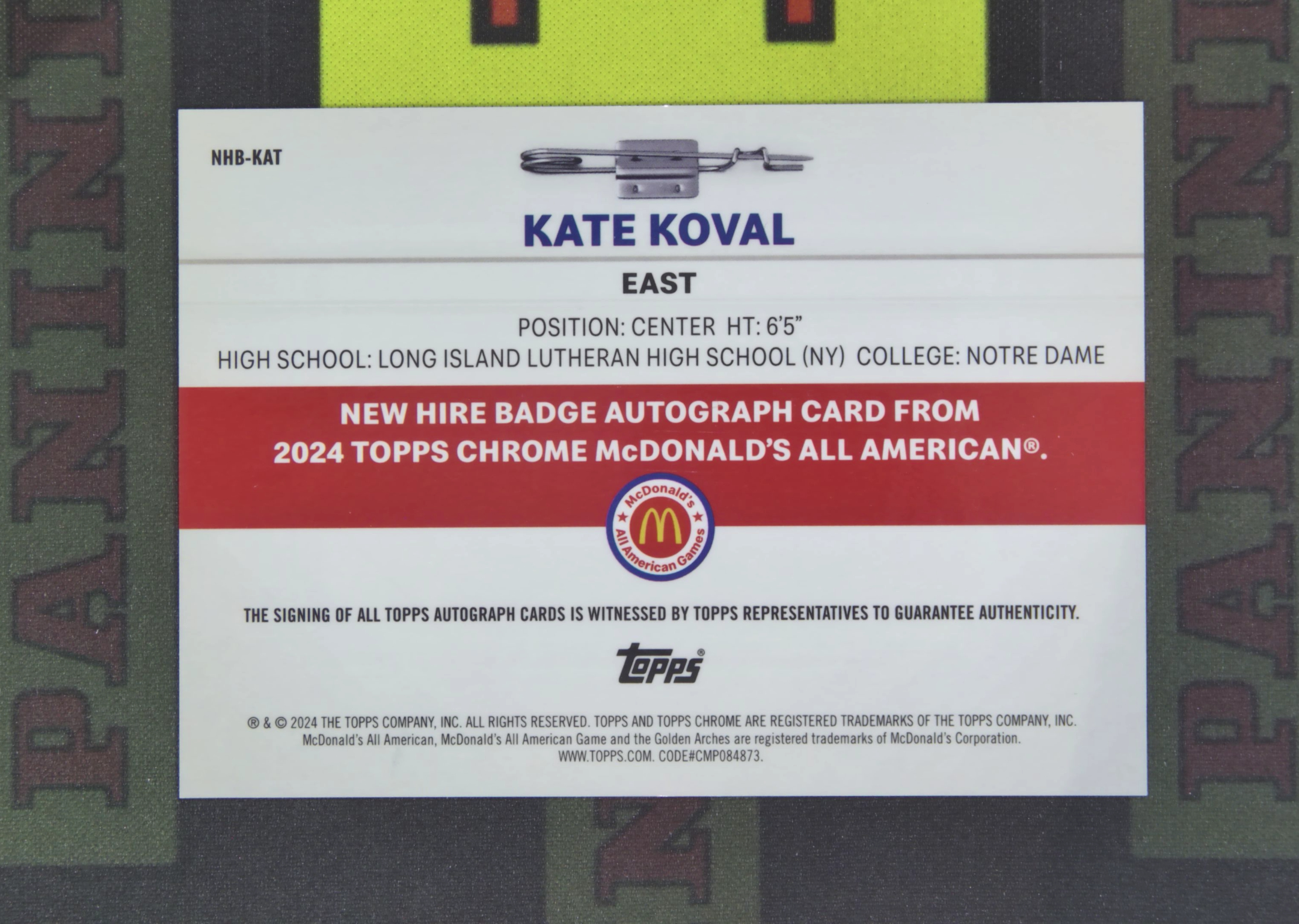 2024 Topps McDonald's Kate Koval Nirvana Project 凯特 科瓦尔 女篮 高中 47/50 签字 金折 折射 麦当劳 TC 卡品如图 收藏必备 zz001