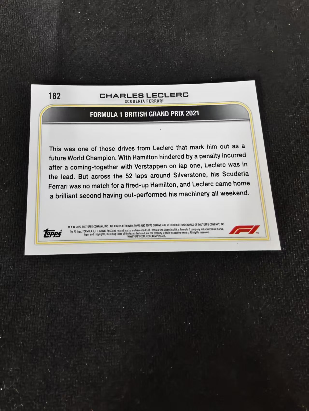 2022 Topps Chrome F1 Charles Leclerc 勒克莱尔 法拉利车队 划痕 边角瑕疵#182