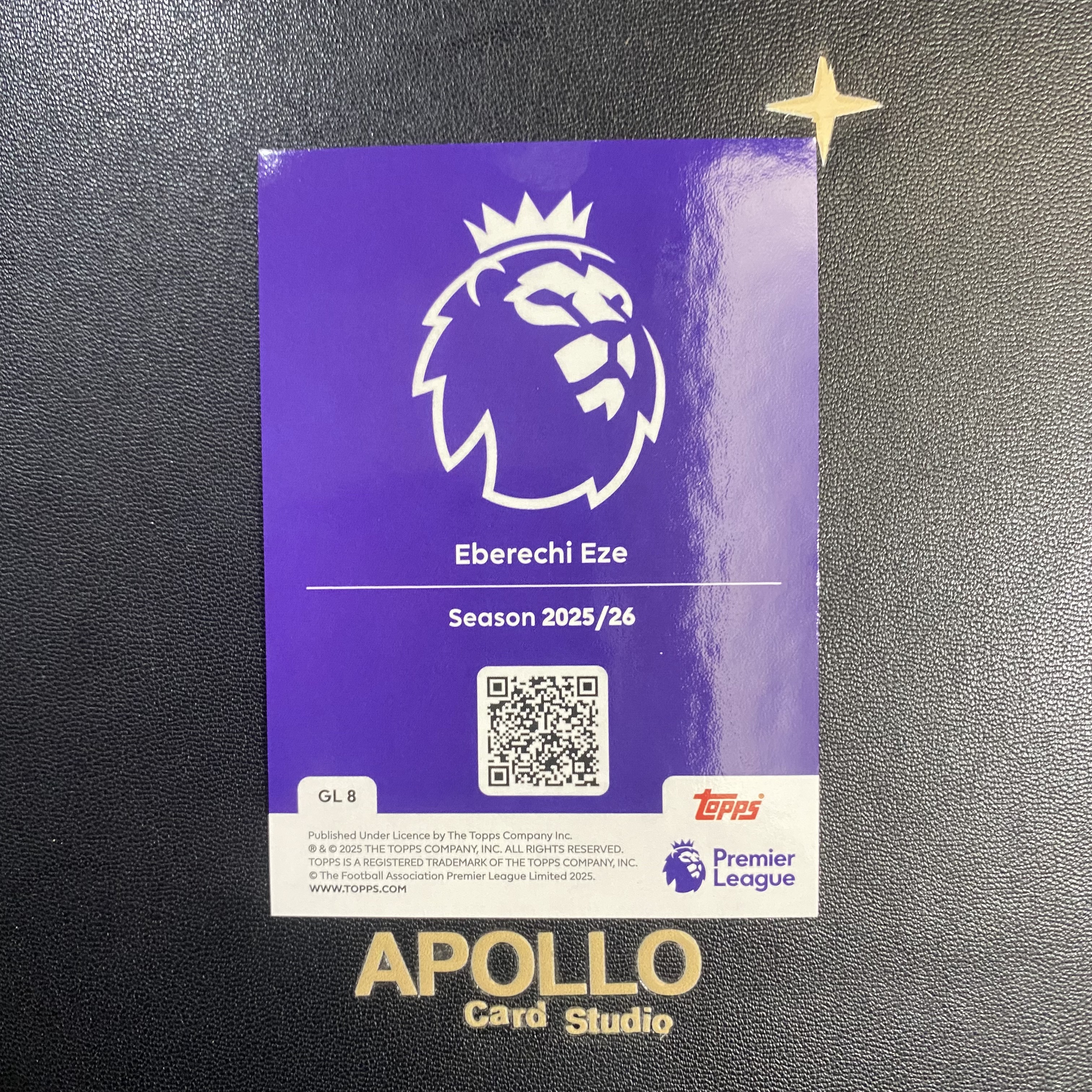 2025-26 Topps Premier League Eberechi Eze 埃泽 英超新赛季 水晶宫 金狮特卡 卡品如图 -枫