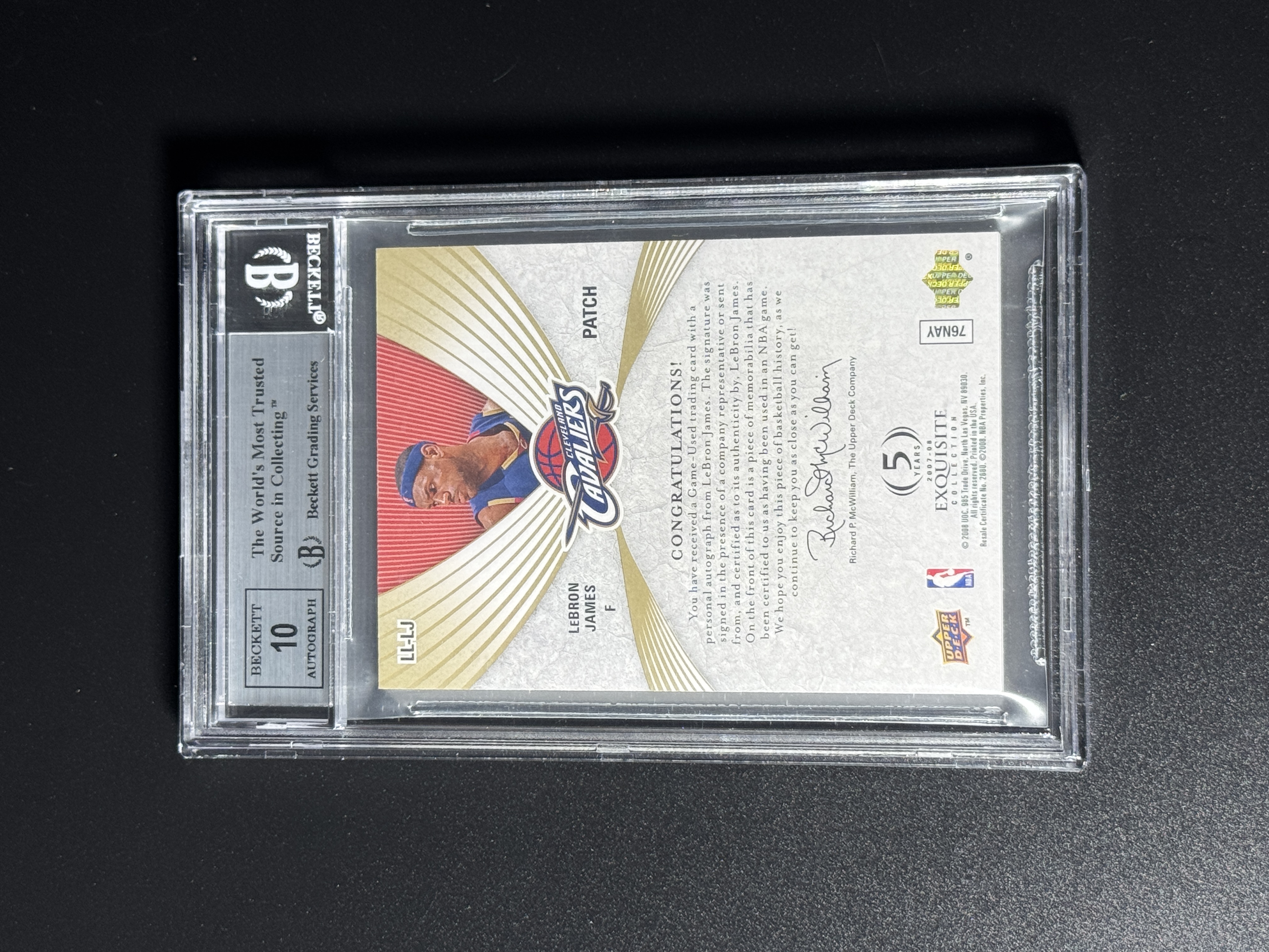 【喷子拍卖】2007-08 UD exquisite LeBron James 木盒 骑士 勒布朗 詹姆斯 LL limited logo 50编 大窗patch 卡签 切割暴力 大hit BGS8.5/10 可凑科比同版 送订制壳 RRQ