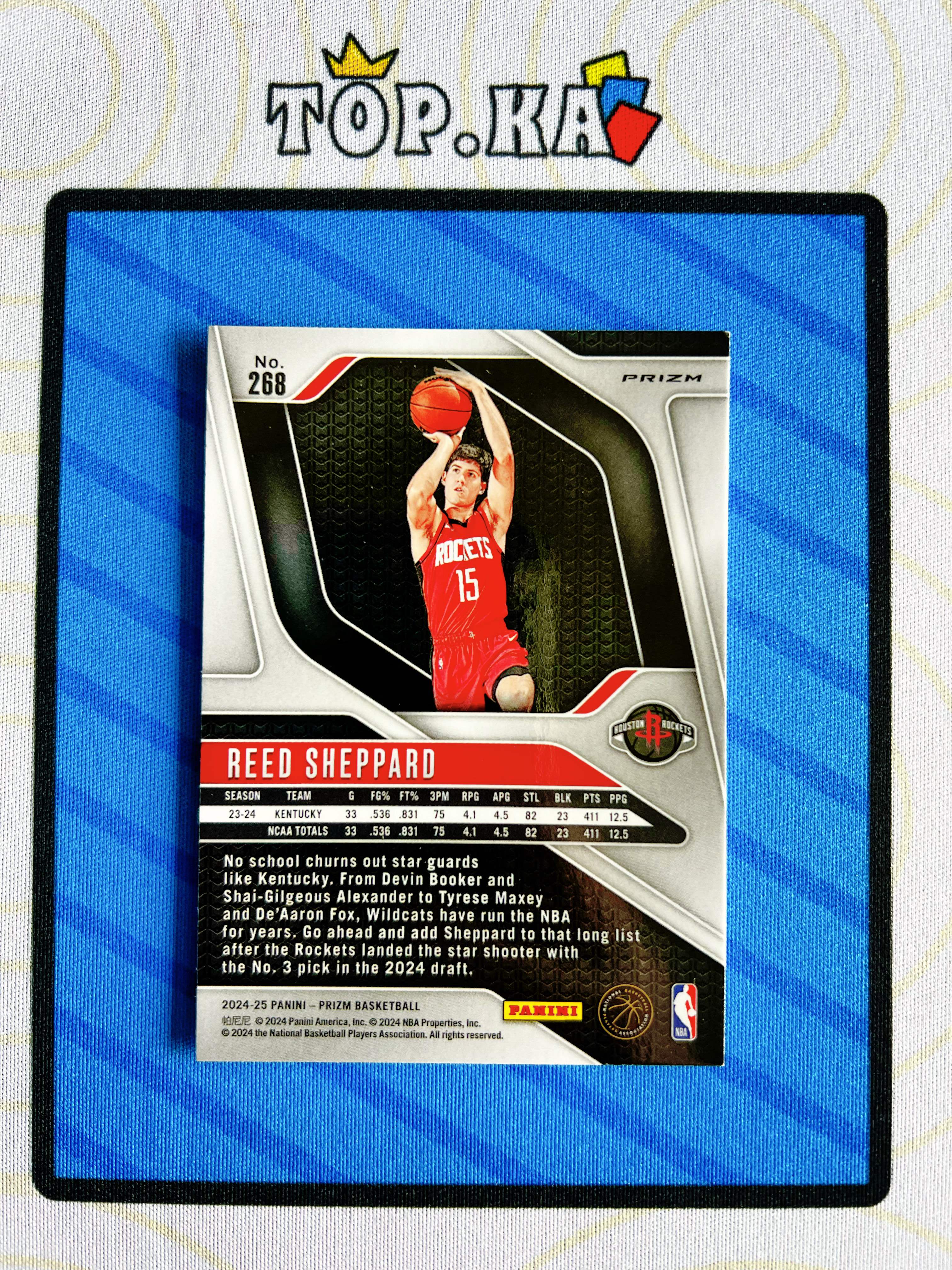 【顶尖卡社】2024-25 Panini Prizm Reed Sheppard 火箭 里德 谢泼德 新秀RC 正银折 base 折射 详情看描述 瑕疵如图【森】