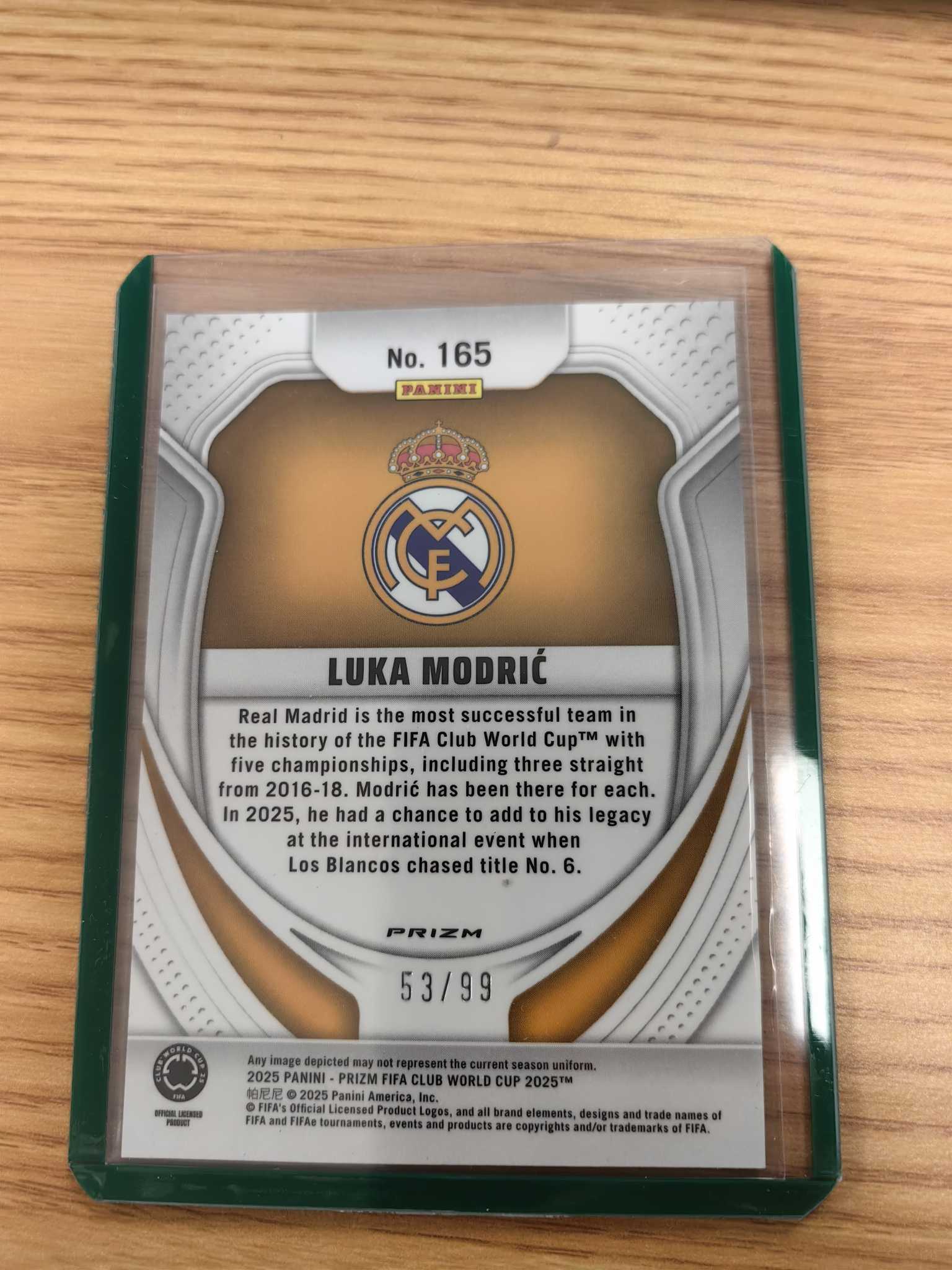 【坚果卡牌代拍】2025 Panini Prizm FIFA Club World Cup Luka Modric 世俱杯Pz 皇家马德里 AC米兰 莫德里奇 青折 /99编 空灵10.28