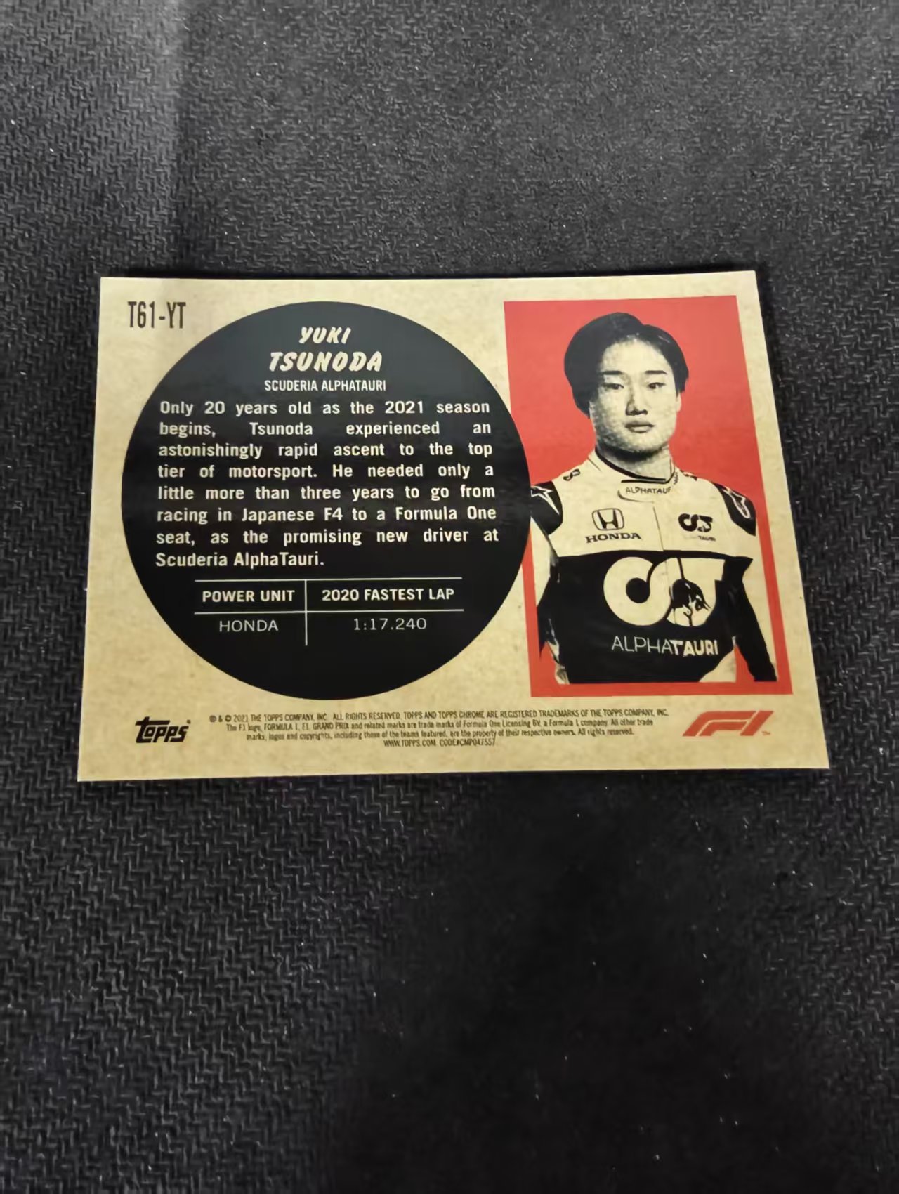 2021 Topps Chrome Yuki Tsunoda RC F1 方程式赛车 红牛二队 角田裕毅 新秀 银折 F1 划痕 边角瑕疵 #YT