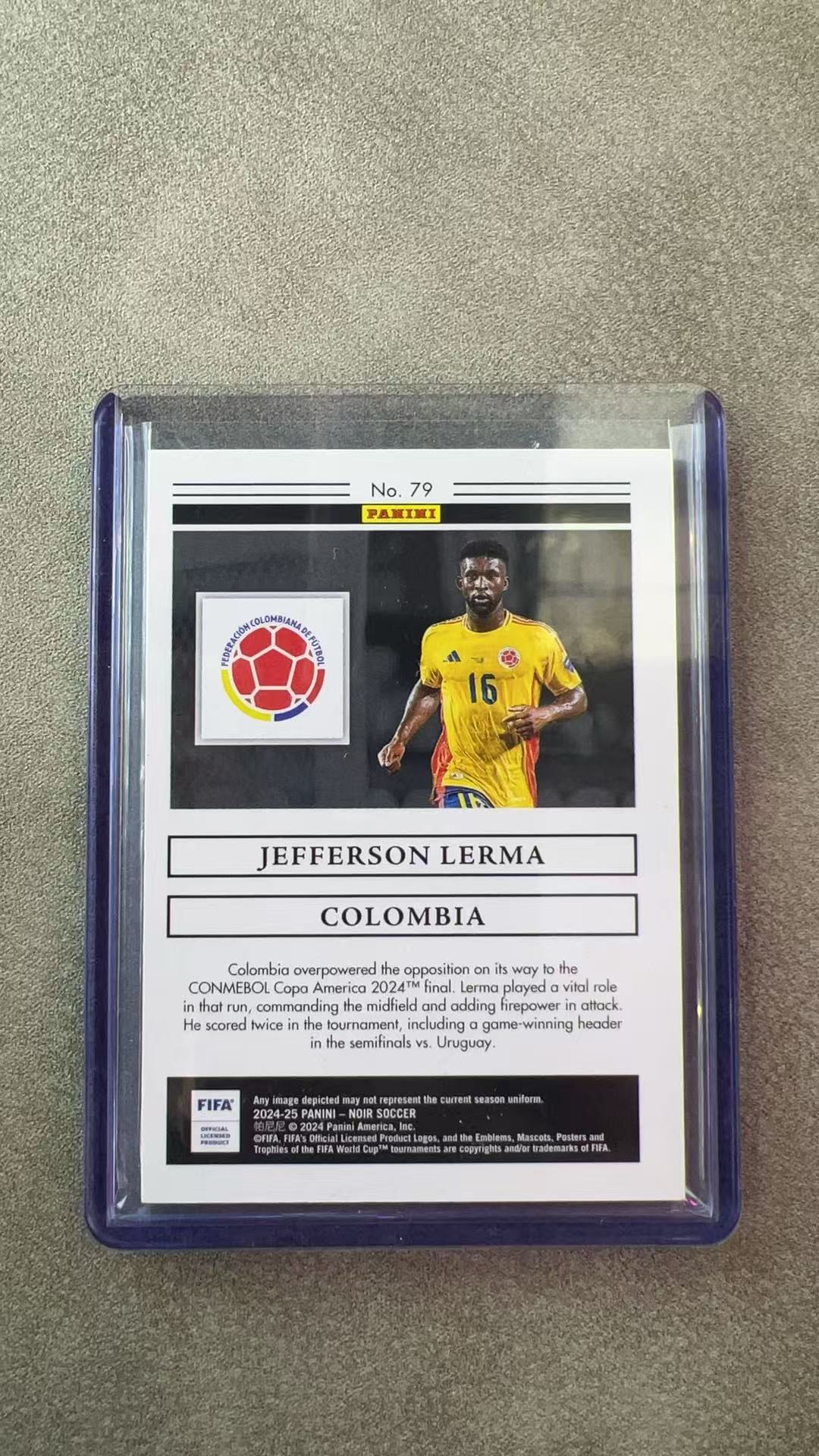 4240【330球星卡实体店代卖】2024-25 帕尼尼 NOIR Jefferson Lerma 杰弗森勒马 哥伦比亚 23/49编 仅顺丰寄付(茶水主管)