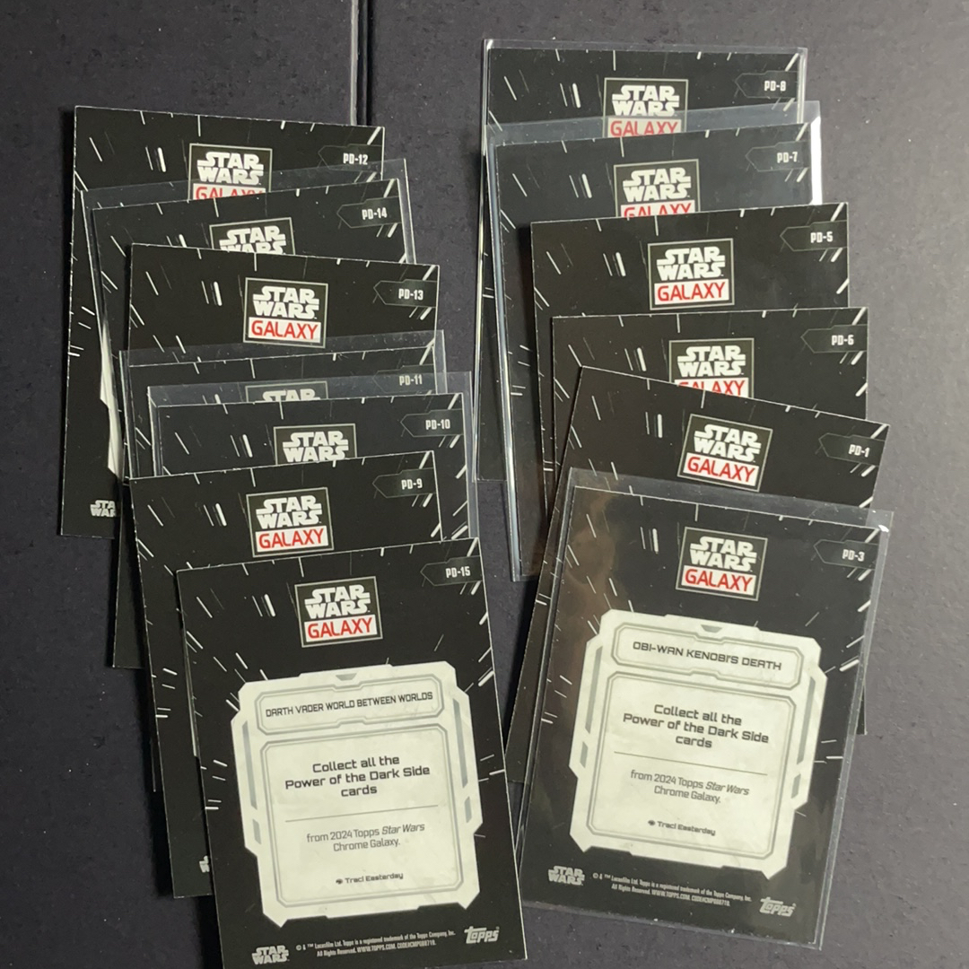 2025 Topps Star Wars 星球大战 安纳金 达斯维达 欧比旺 黑暗原力艺术特卡银折射14张 缺2、4号齐套 2024 Topps Chrome星战Galaxy银河系列
