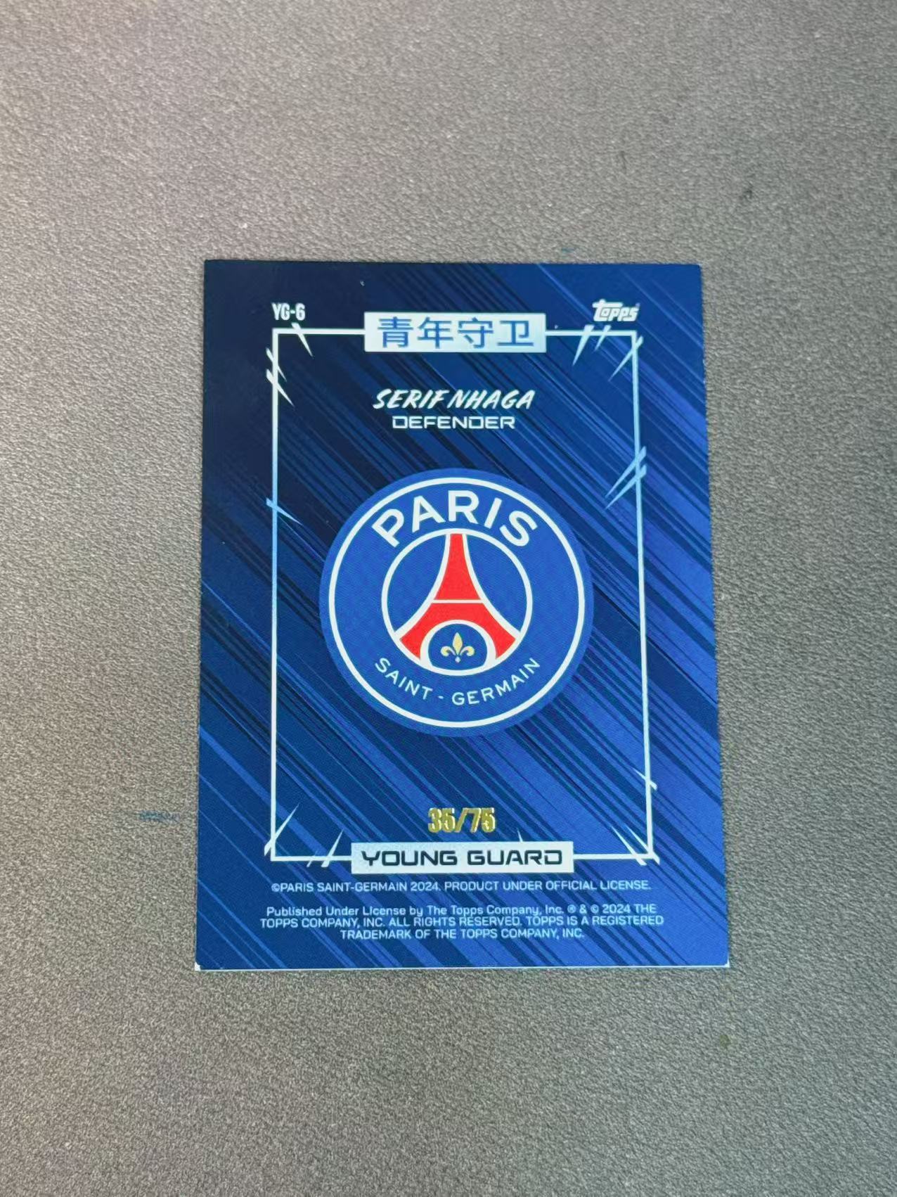 2024 Topps Topps Regis 巴黎队盒 塞里夫 纳加 新秀 青年守卫 特卡 漫画 蓝折 75编 瑕疵如图 收藏必备