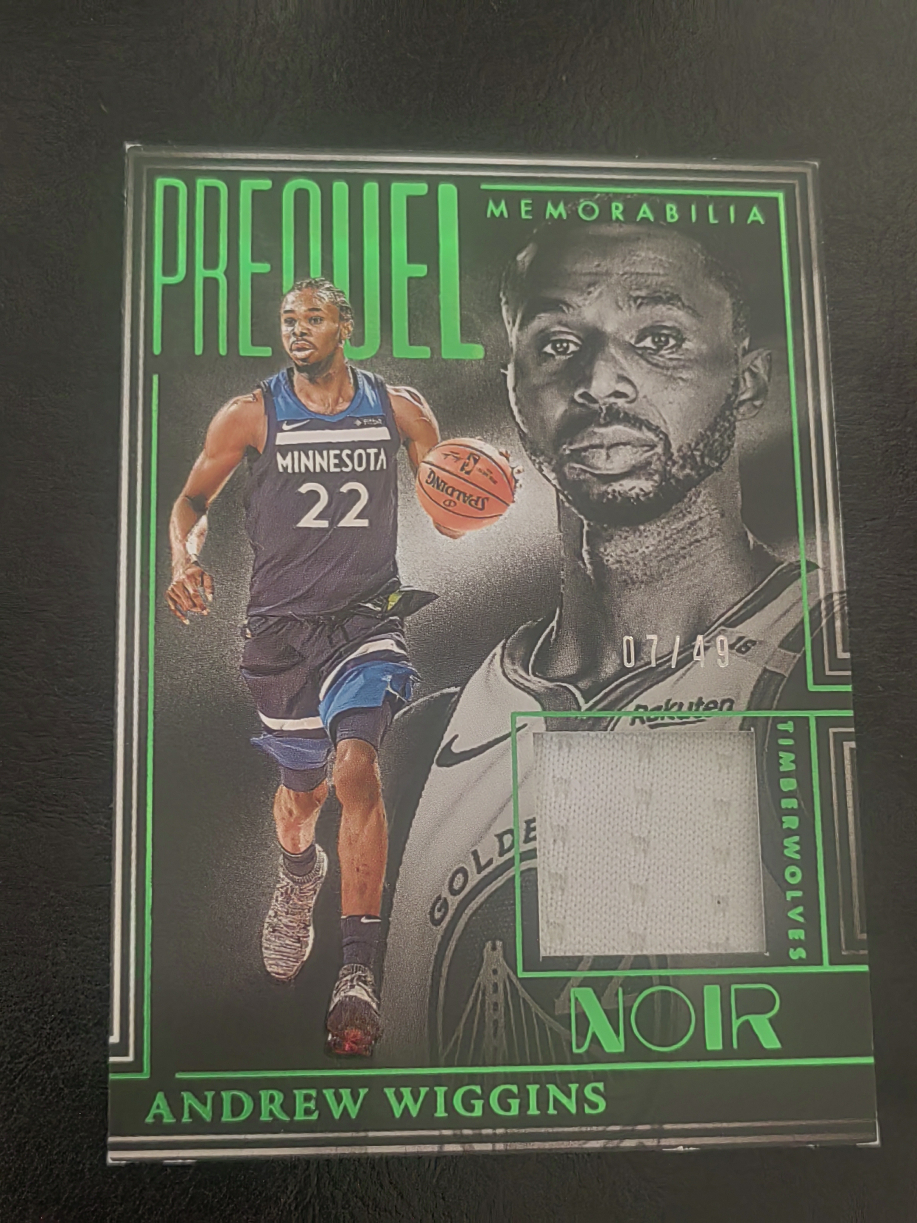 2024-25 Panini Noir Andrew Wiggins NOIR 诺尔 安德鲁 威金斯 维金斯 森林狼 绿平行 单色 小窗 物料 49编 小鱼 白边白角 不保卡品 卡品如图
