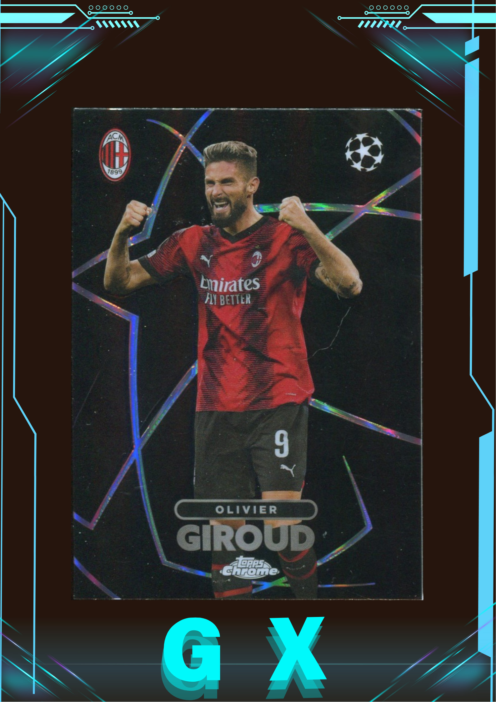 2024 Topps Chrome系列 奥利维耶·吉鲁 Olivier Giroud 暗影蚀刻 大比例 特卡 折射 !【钩玄卡店】WXB