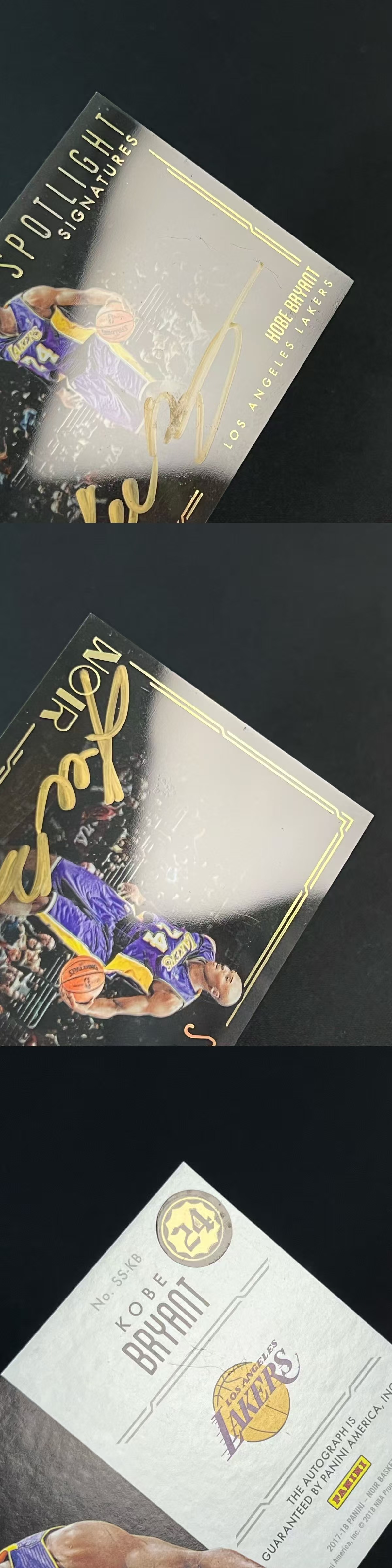 2017-18 Panini Noir Kobe Bryant 【云猫代卖】科比布莱恩特 黑曼巴 湖人 诺尔 125编 签字 卡签 金笔签 Spotlight 聚光灯签 镜面 微瑕见图 麦豆L3