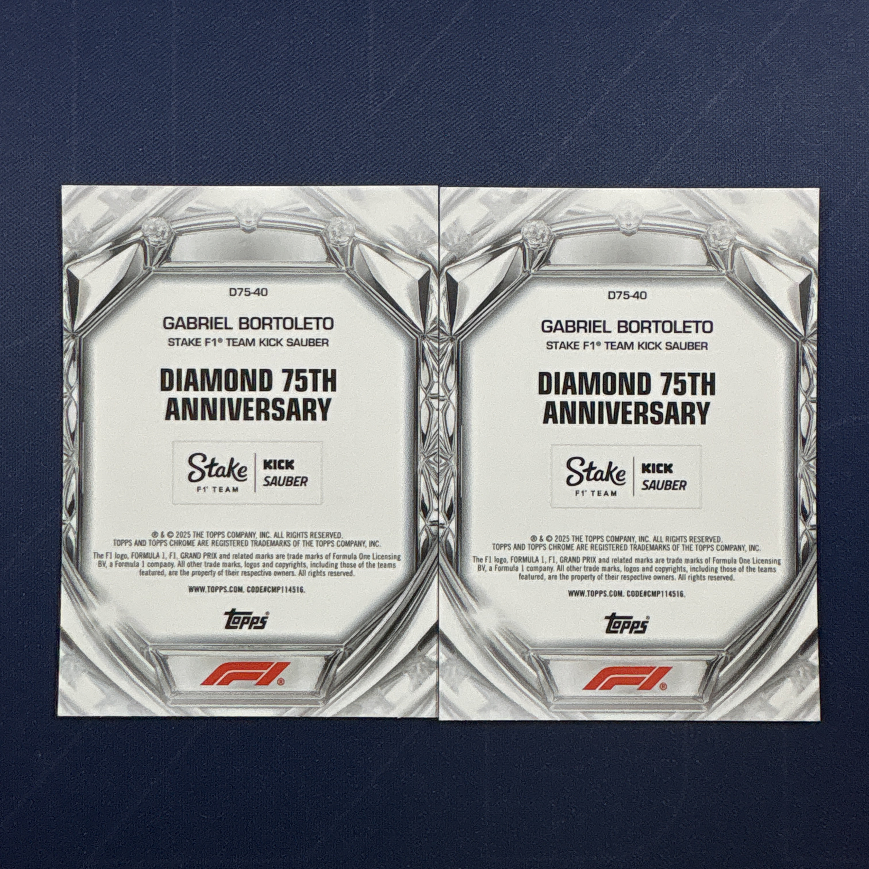 2025 Topps Chrome Gabriel Bortoleto 【爆爆代卖】F1 75周年 加布里埃尔 博尔托莱托 RC新秀 碎钻折 折射 钻石包独占 赛车 2张Lot 专收必备 如图 #靓星