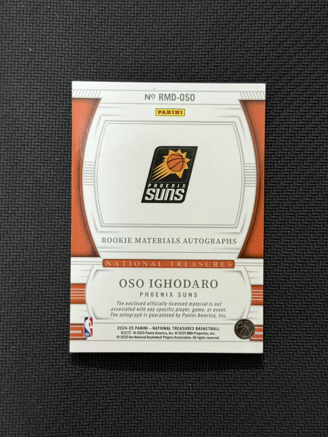 2024-25 Panini National Treasures Oso Ighodaro RC 国宝 太阳 奥索 伊戈达罗 新秀 77/99编 RPA 签字 卡签 双窗 卡品如图 老公DR