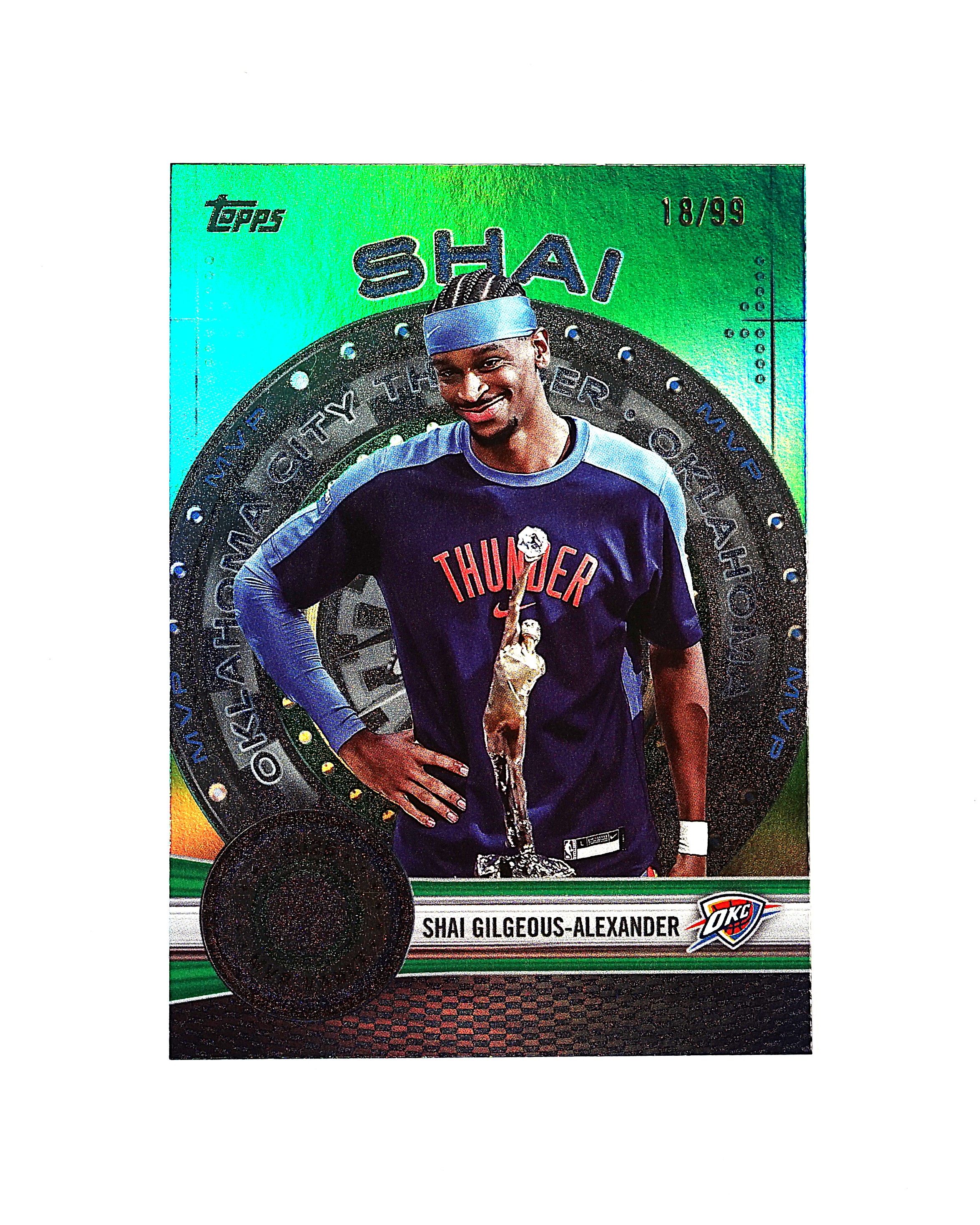 2025 Topps Flagship Shai Gilgeous-Alexander 亚历山大 18/99编 绿折 捧杯 MVP 特卡 折射 雷霆 SGA 凑套专收必备 卡品微瑕如图【DD】
