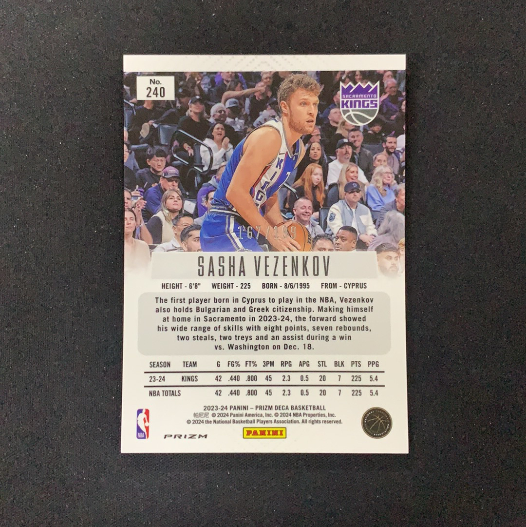 2023-24 Panini Prizm Sasha vezenkov RC 【SC拍卖】pz deca 新秀 国王 韦津科夫 167/199编 红折 收藏必备(小骆)