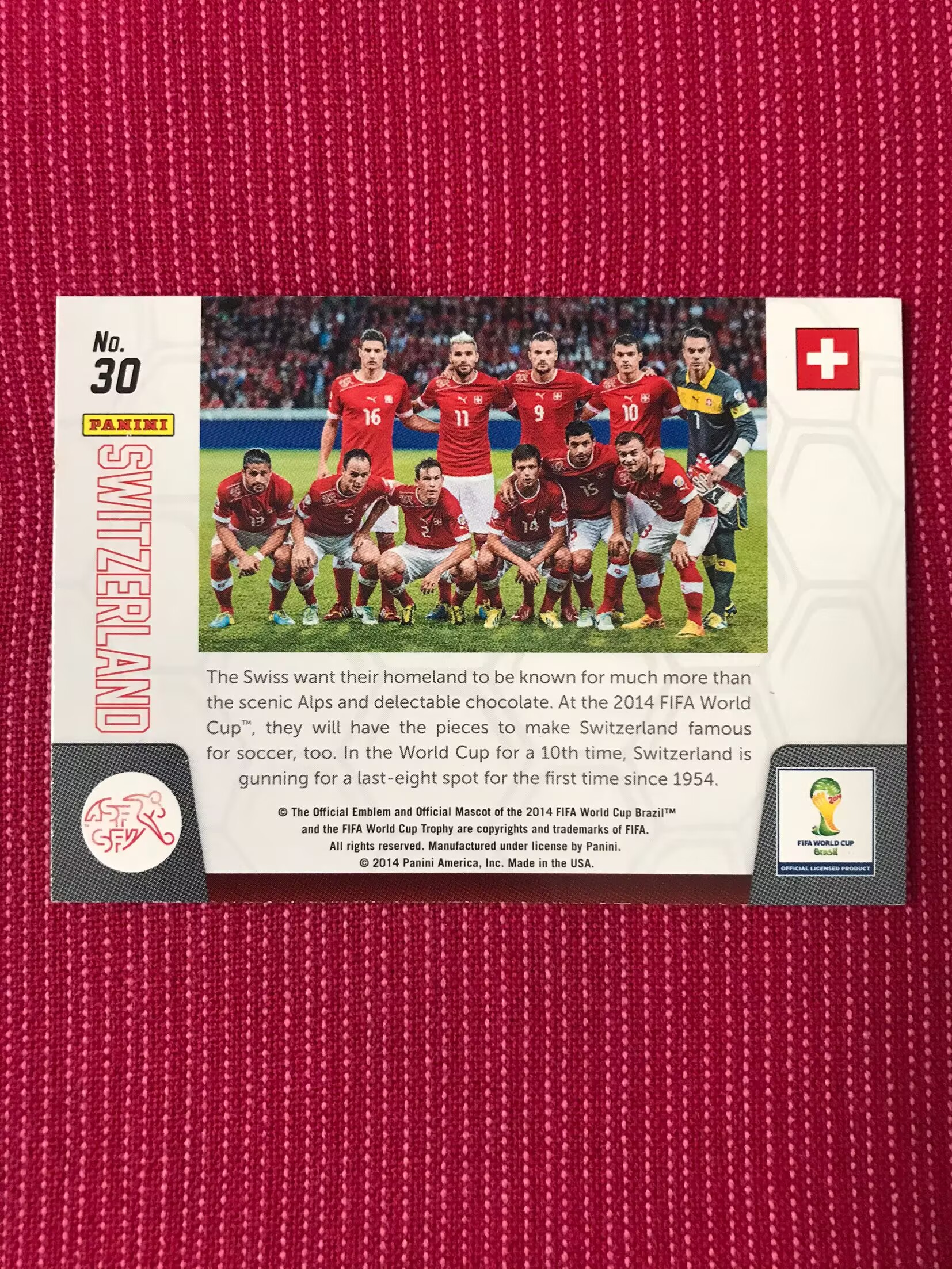 2014 Panini Prizm SWITZERLAND 【宾森光拍卖第191期】World Cup 全家福 特卡 瑞士 元年世界杯