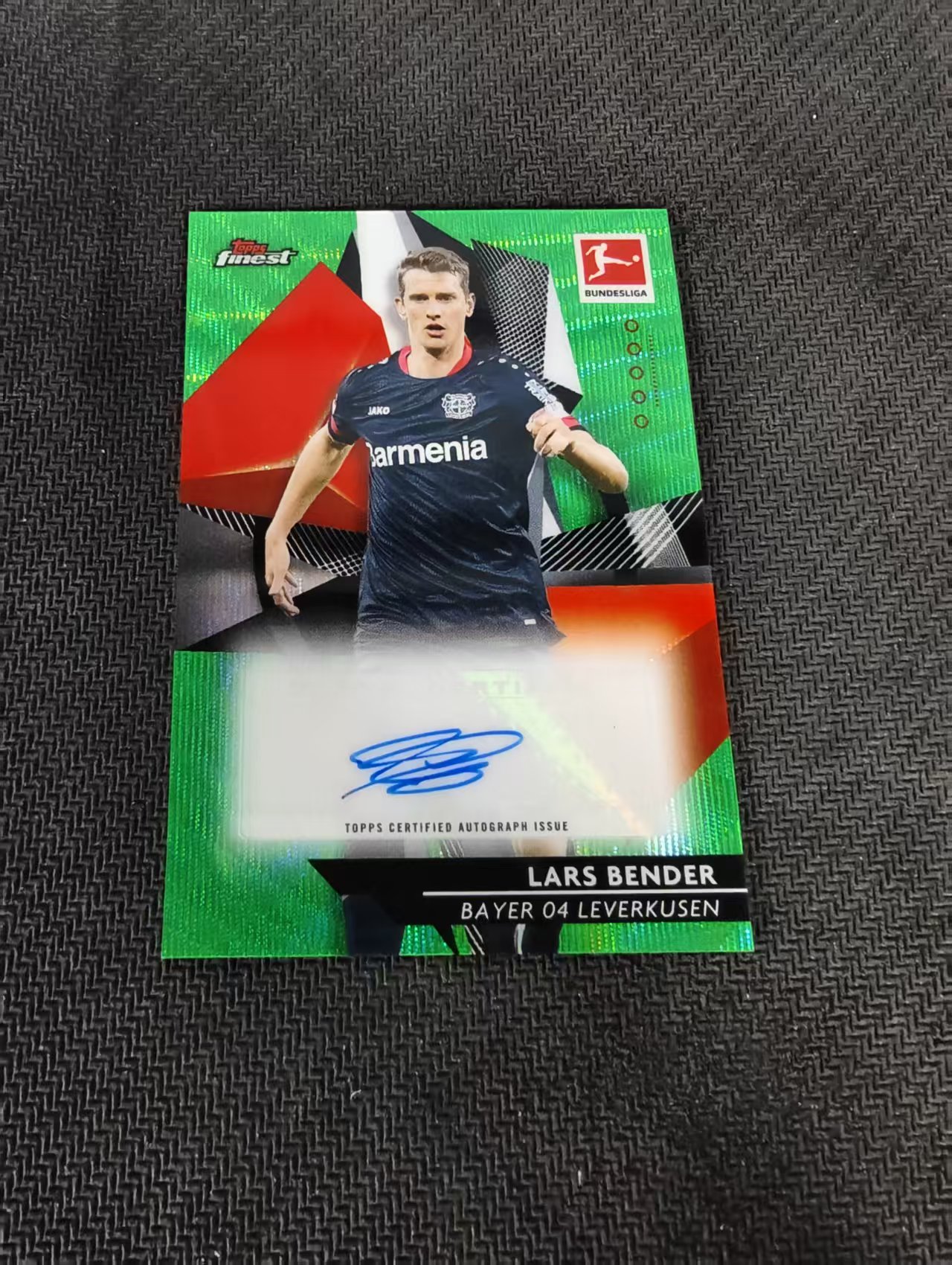 【可合并,不累计】2021 Topps finest LARS BENDER 德甲 勒沃库森 拉尔斯 本德 德国 签字 绿波纹 30编 瑕疵如图