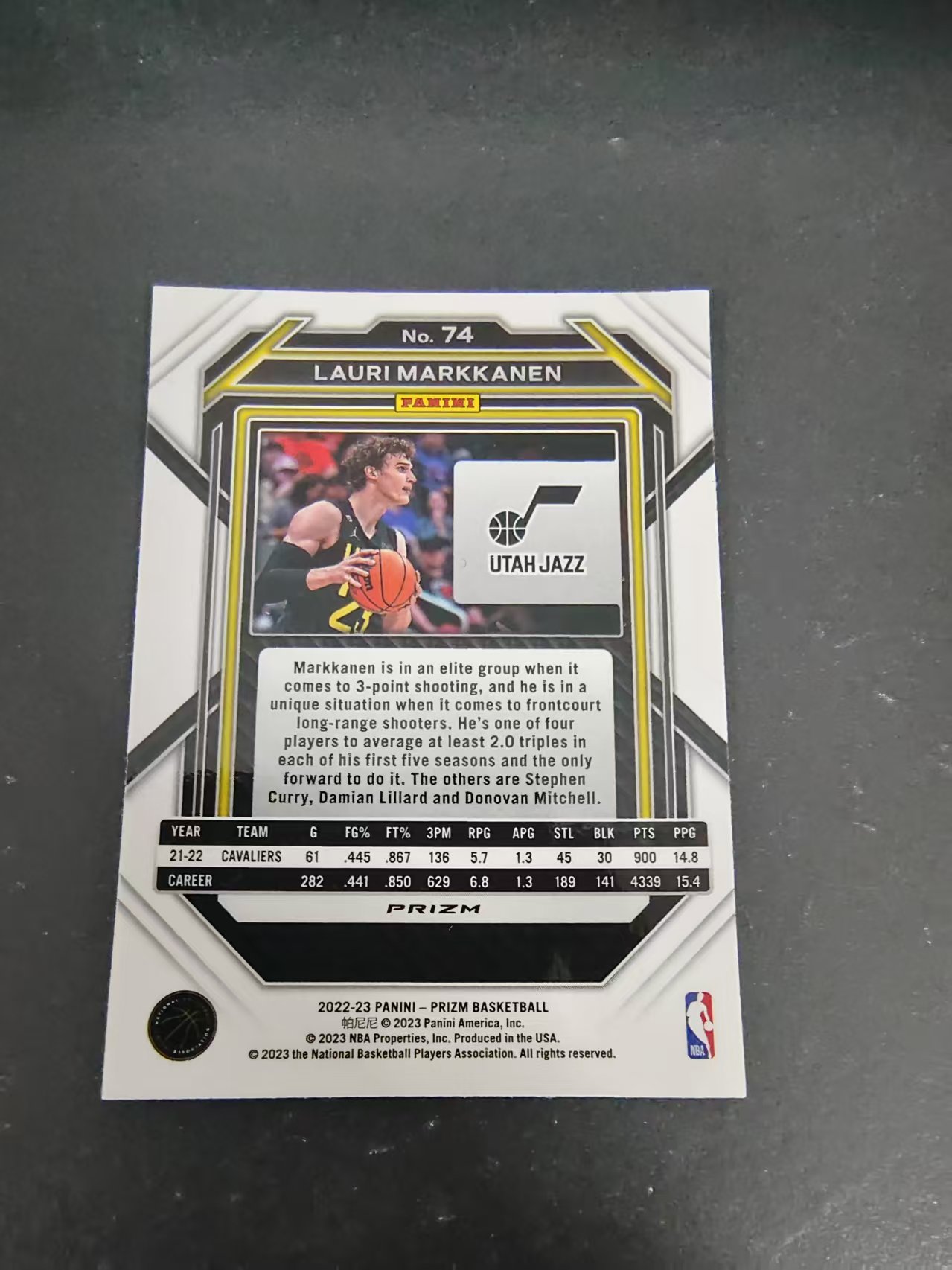 【可合并,不累计】2022-23 Panini Prizm Lauri Markkanen 劳里 马尔卡宁 爵士 PZ 红波纹 划痕 边角瑕疵 #74