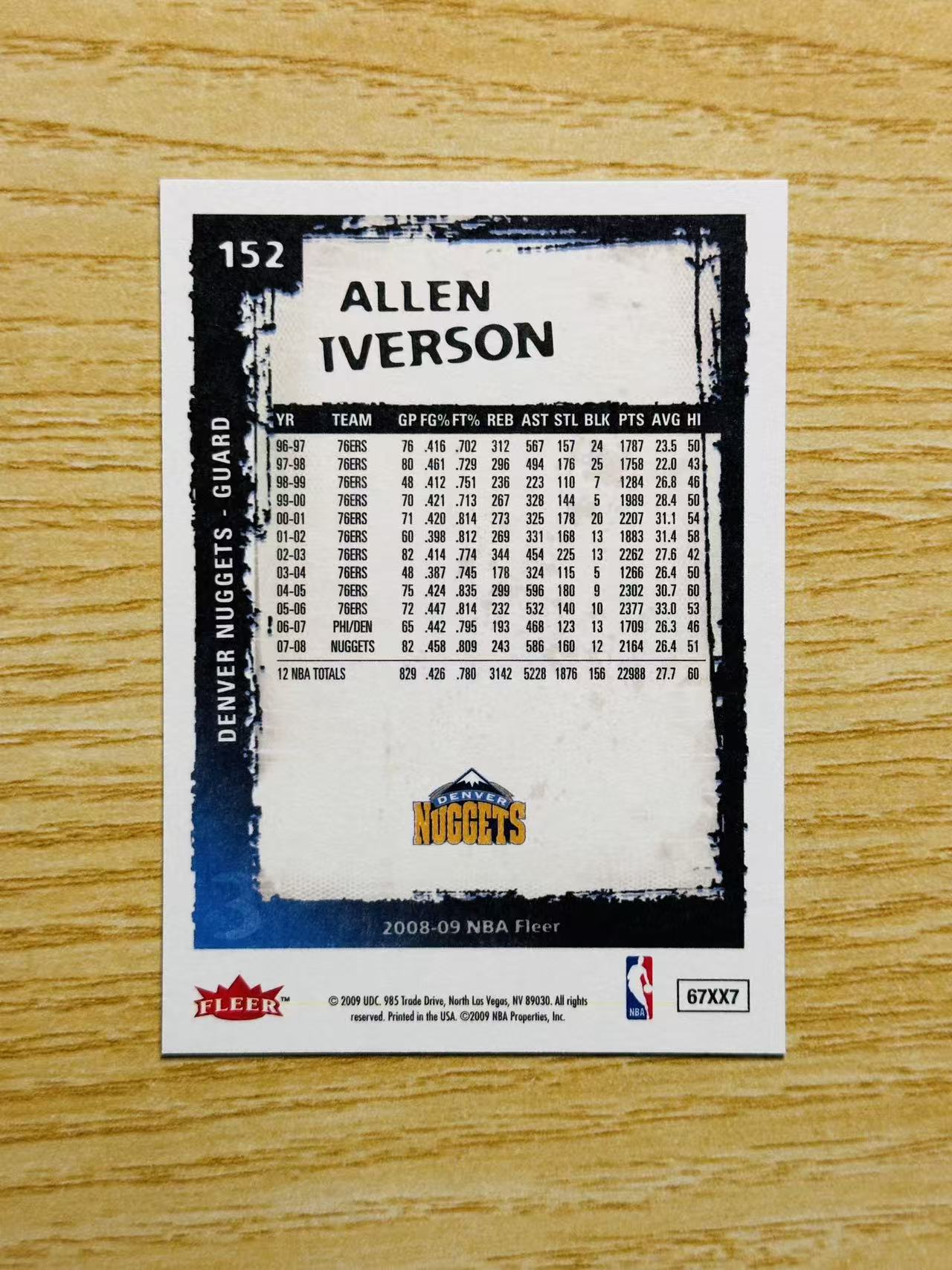 2009 Fleer nba Allen Iverson 嘿嘿代卖 老卡 老特 阿伦 艾弗森 AI 答案 掘金 收藏必备