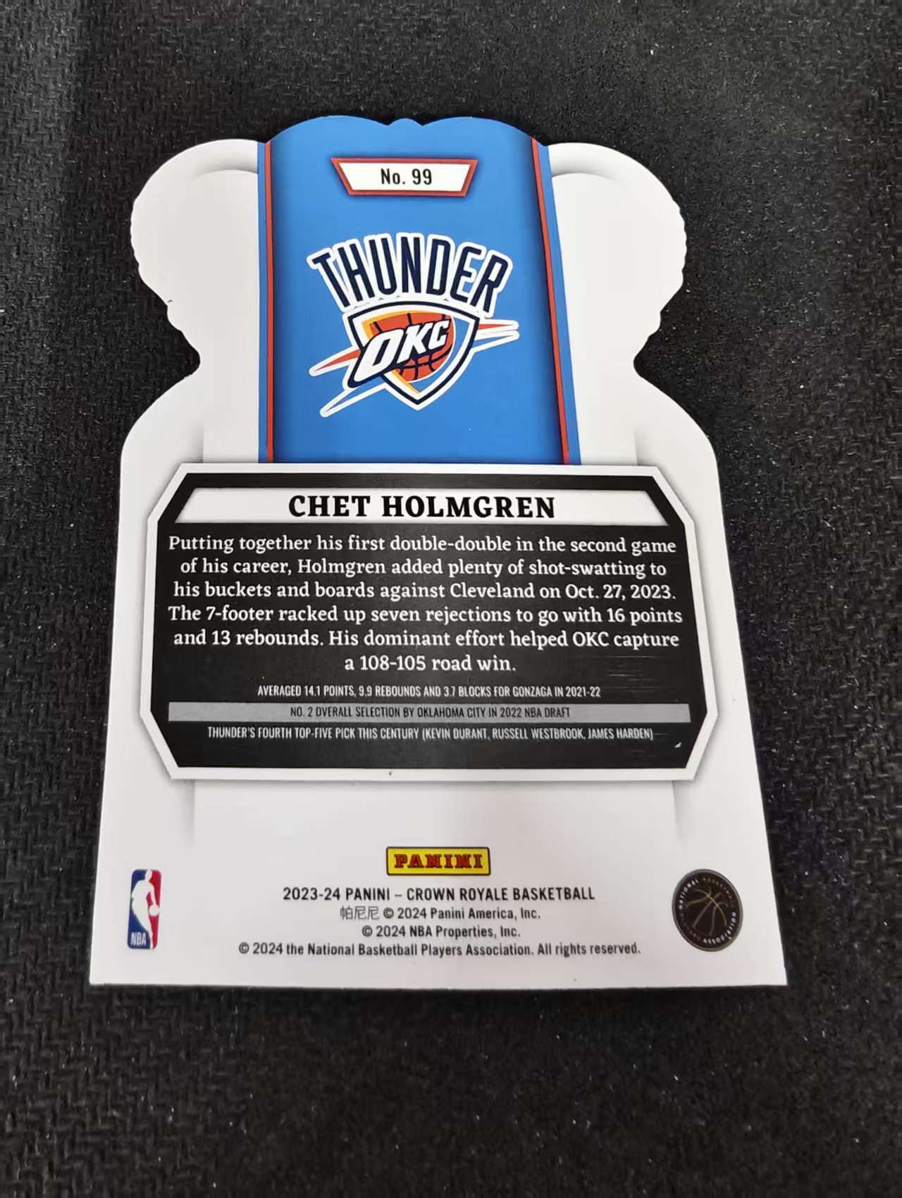 2023-24 panini Crown Royale Chet Holmgren 切特霍姆格伦 雷霆 皇冠 异形 划痕 边角瑕疵 #99