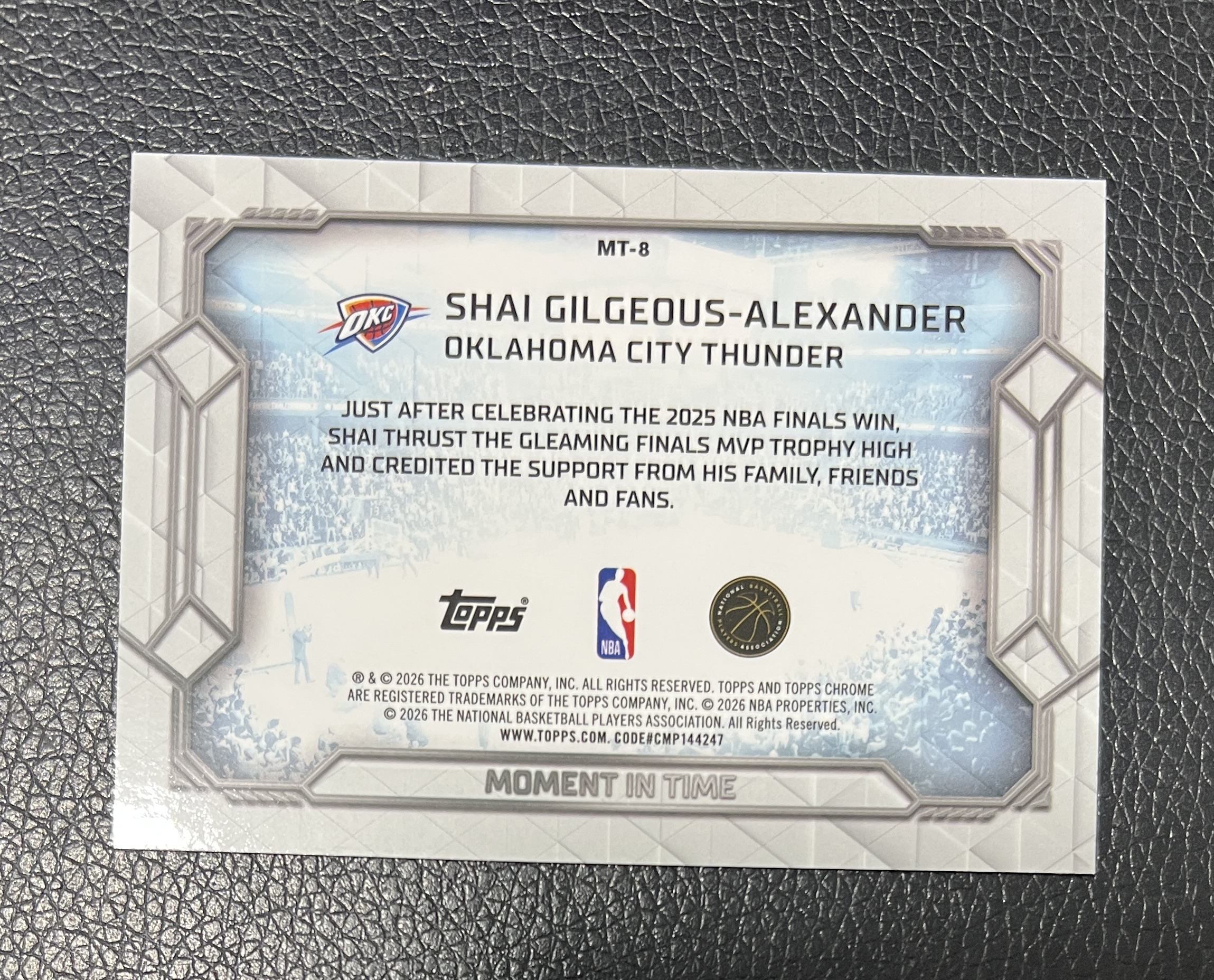 2026 Topps Chrome Shai Gilgeous-Alexander 亚历山大 SGA Moment In Time 时刻特卡 卡品如图