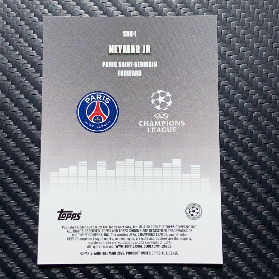2026 Panini Chrome 卡品如图(一哥) Neymar Jr. 欧冠 TC 大巴黎 巴西 内马尔 Silenged 静音特卡 银折