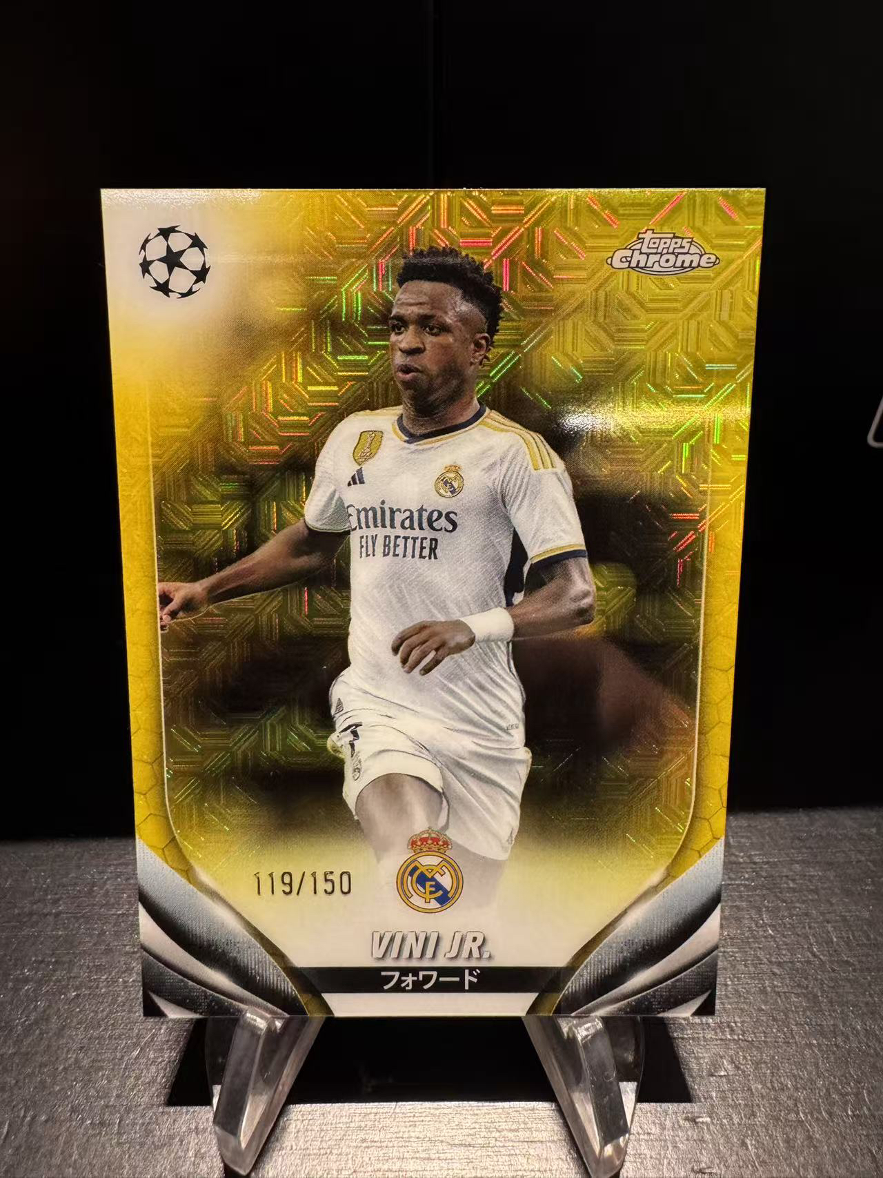 龖2024 Topps Chrome VINI JR 欧冠 日版 樱花 皇马 维尼修斯 小熊维尼 119/150编 金mojo折 折射 卡品如图 MJ002l