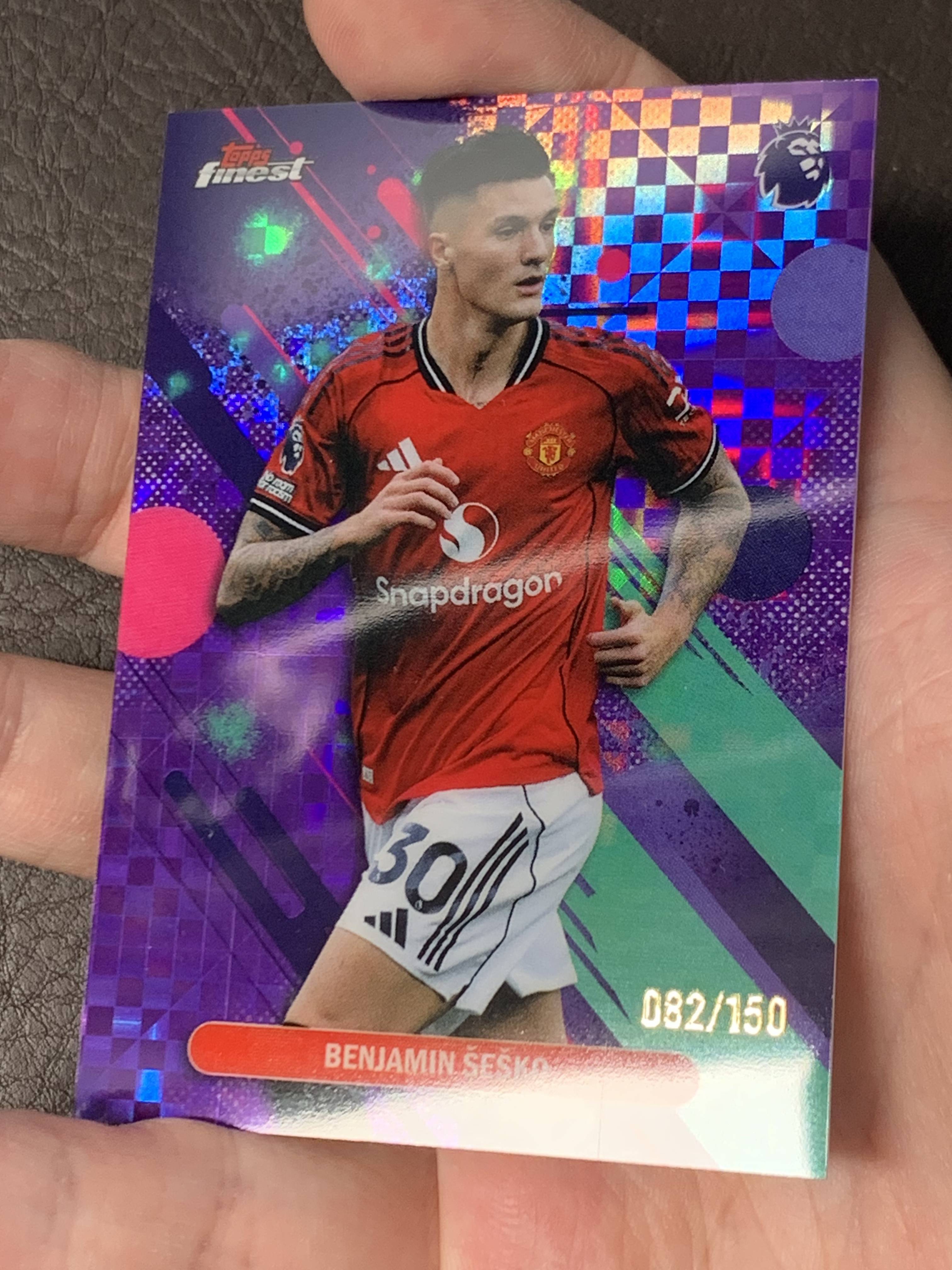 2026 Topps Finest Benjamin Sesko 曼联 本杰明 塞斯科 一级 蓝折 82/150编 莱比锡红牛