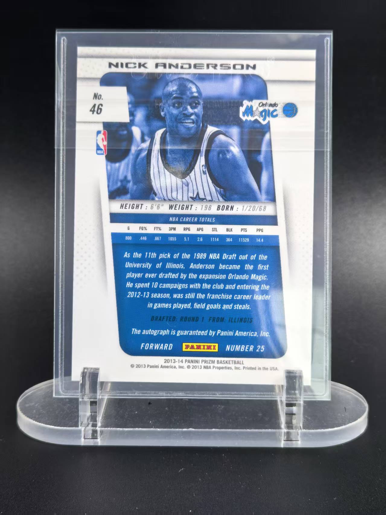 2013-14 Panini Prizm Nick Anderson #46 尼克 安德森 魔术名宿 签字