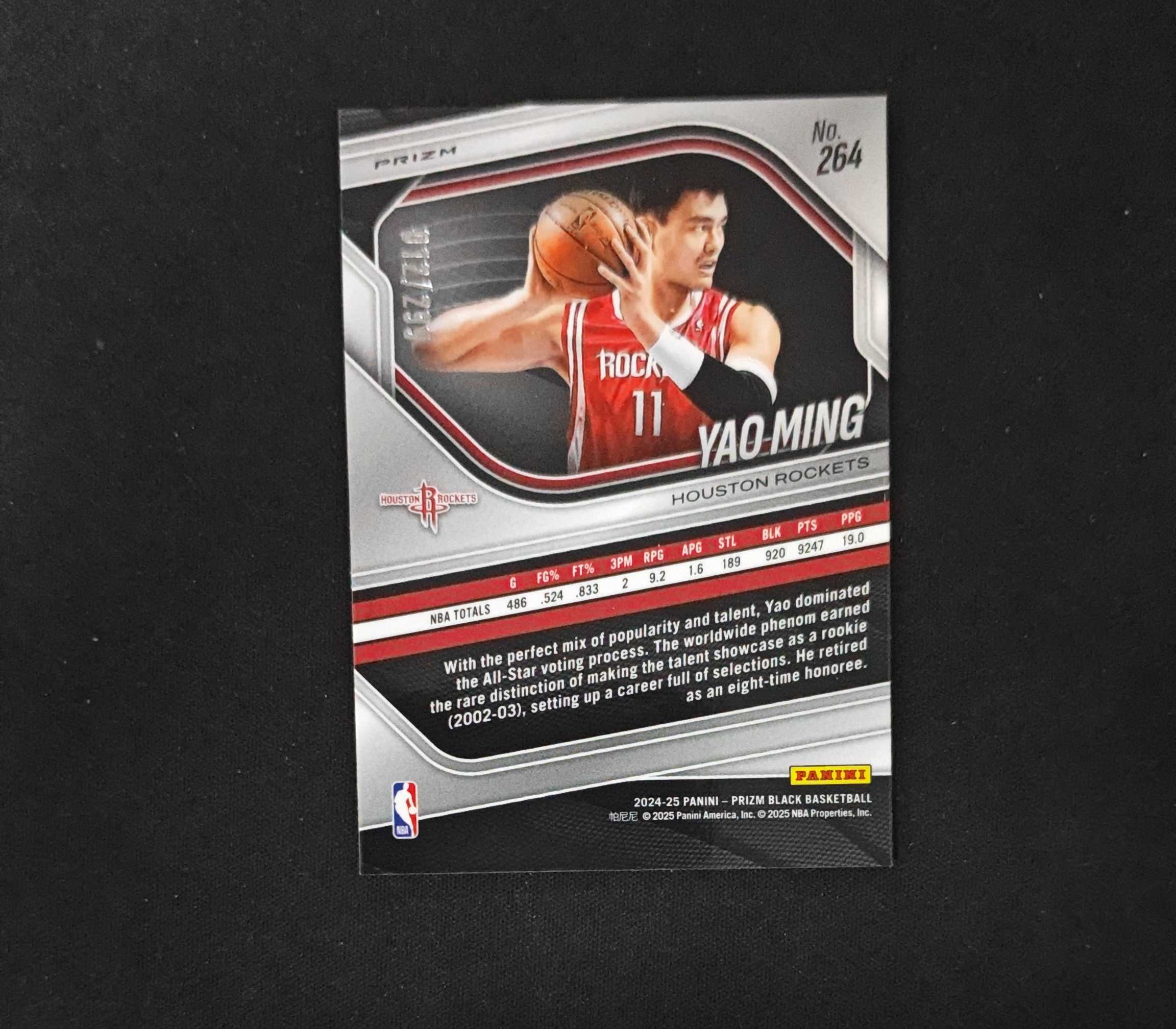 2024-25 Panini PRIZM BLACK Yao Ming 【SC拍卖】pz 火箭 姚明 299编 红折 瑕疵如图收藏必备(骆泽凯托)