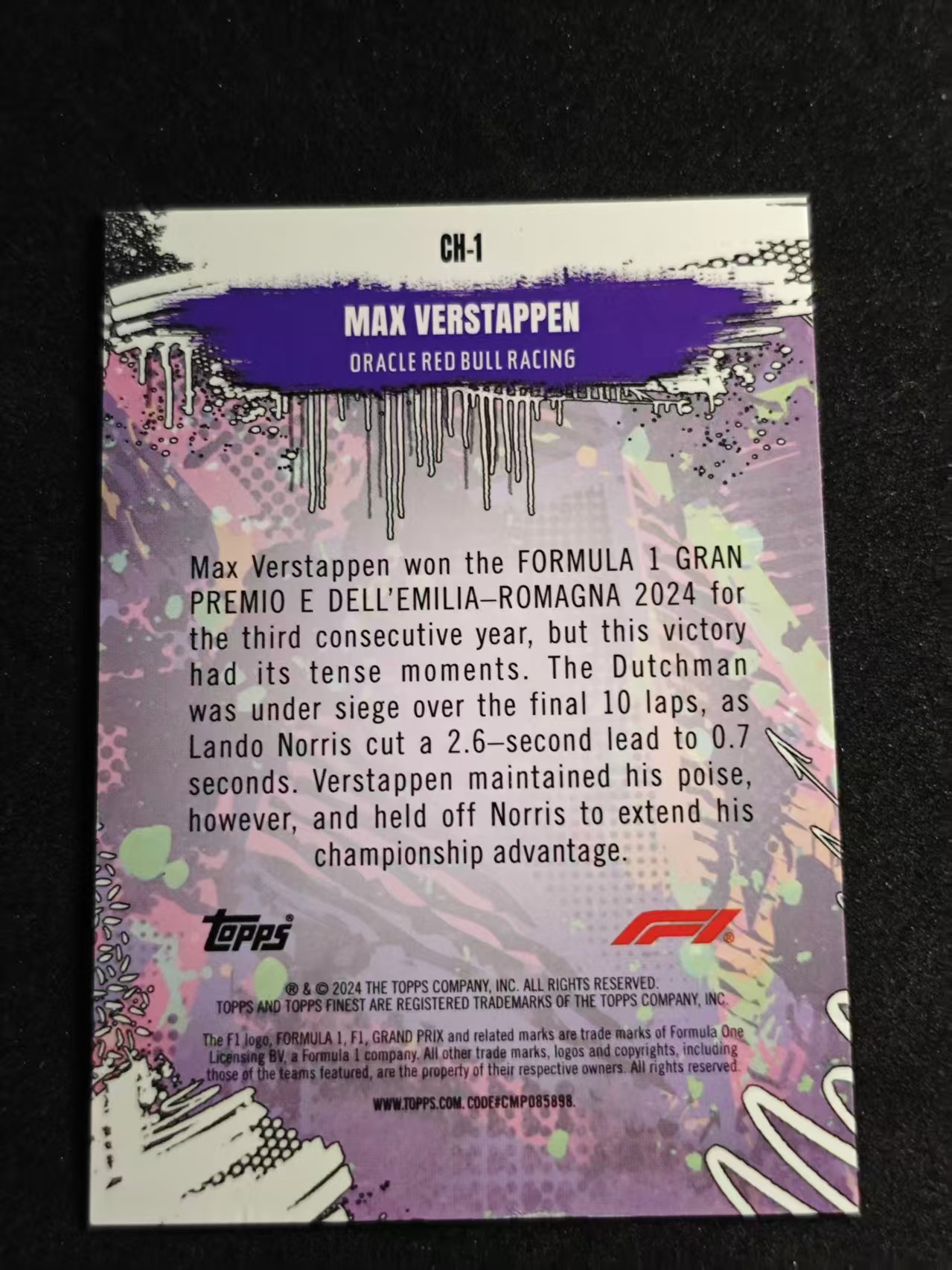 2024 Topps Finest Max Verstappen F1 红牛车队 维斯塔潘 19/50编 Chaos特卡 折射 选图完美 卡品如图