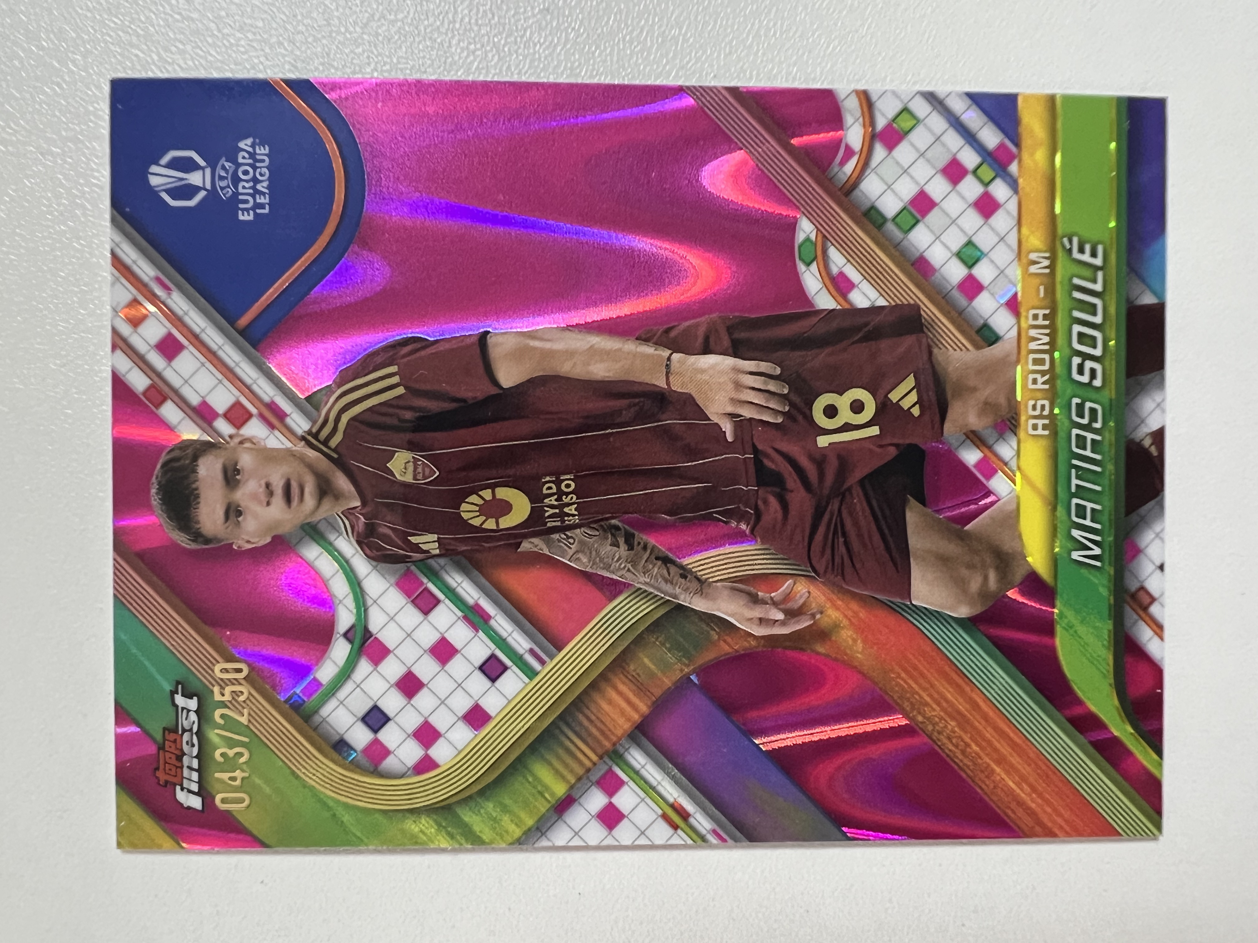 2025 Topps Finest Matias Soule 043/250编 马蒂亚斯苏勒 罗马 欧战 HH02 收藏凑套 卡品如图