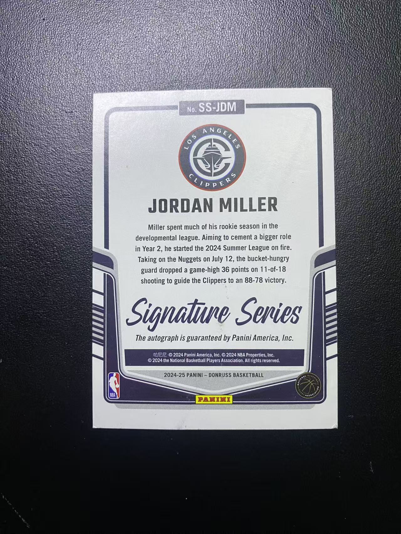 2024-25 Panini Donruss Jordan Miller 快船 乔丹 米勒 杜蕾斯 折射 签字 瑕疵如图 介意勿拍 卡品如图 dm