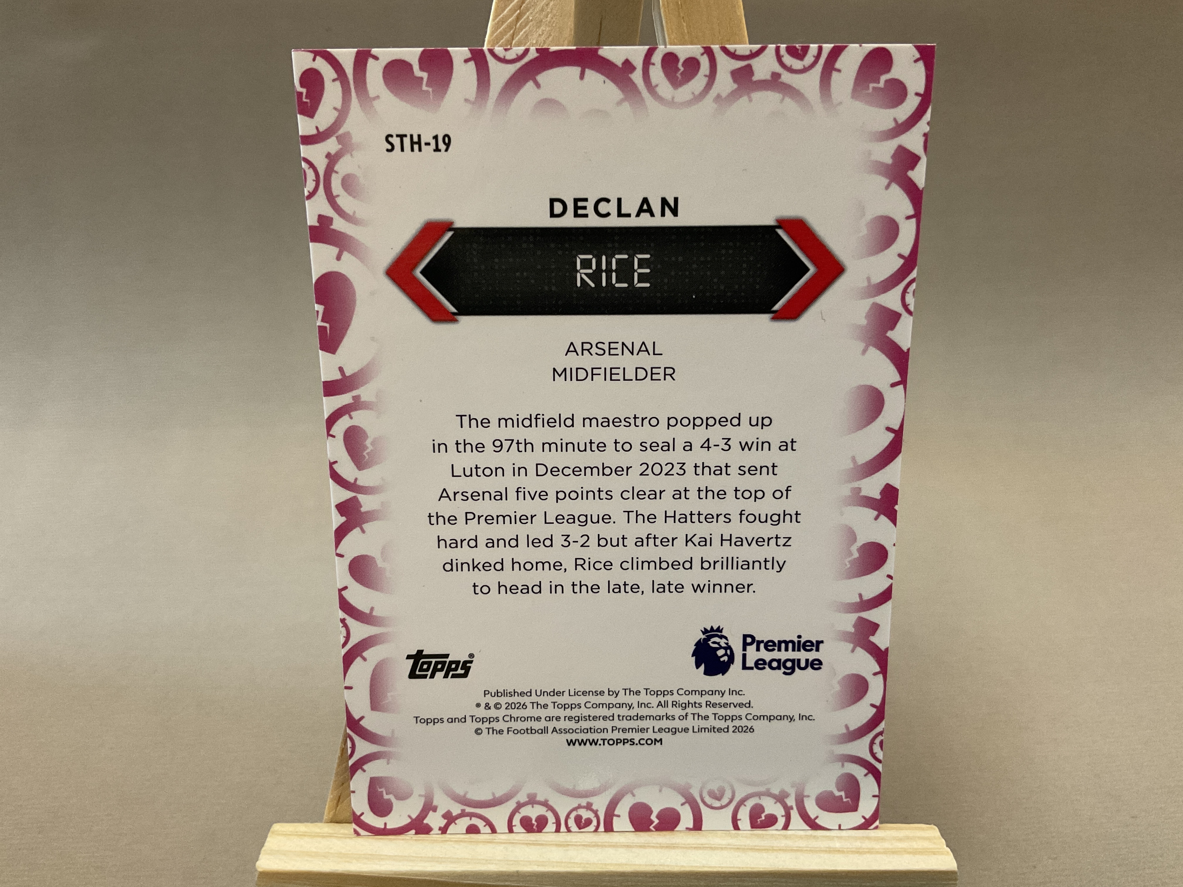 2026 Topps Chrome Declan Rice #STH-19 德克兰 爱心 英超 赖斯 阿森纳