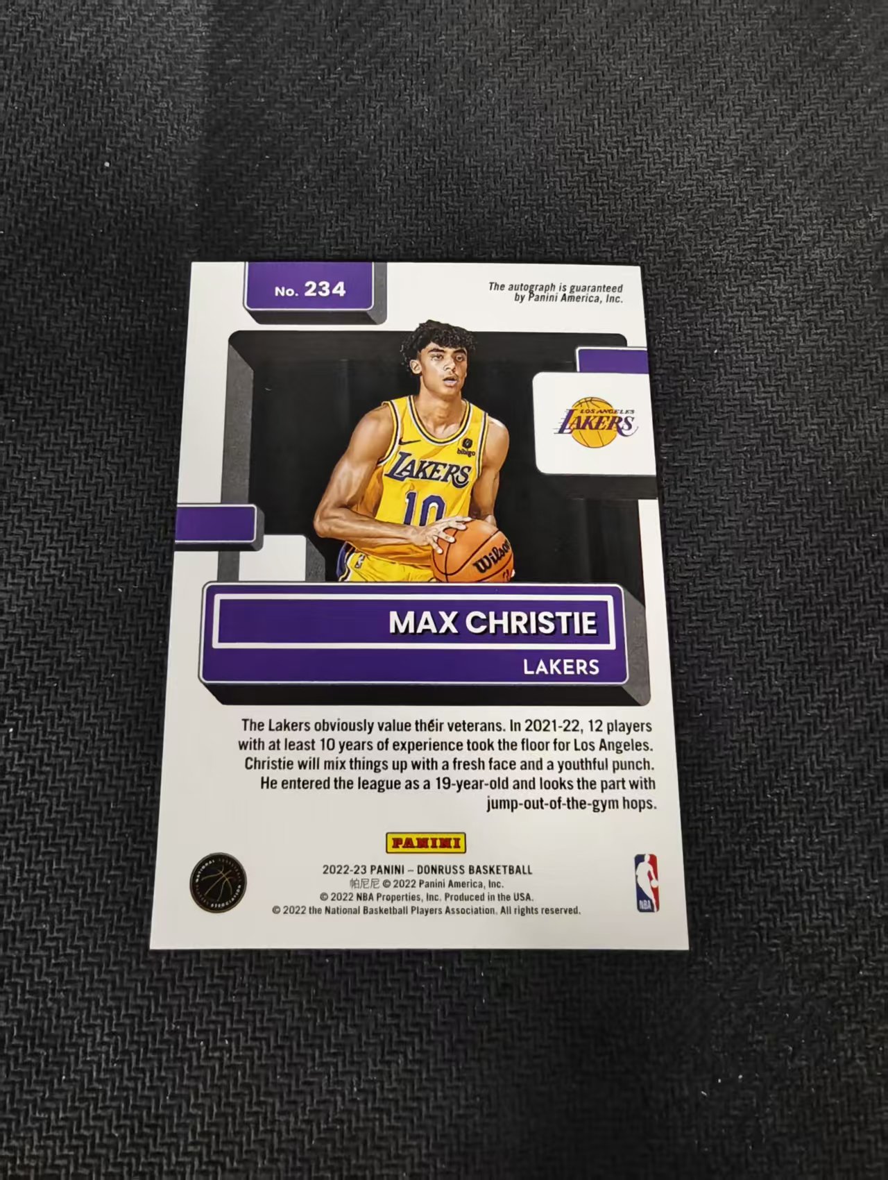 【汽水拍卖】2022-23 Panini Donruss Max Christie 杜蕾斯 湖人 麦克斯 克里斯蒂 新秀rc 签字 签名 微瑕如图