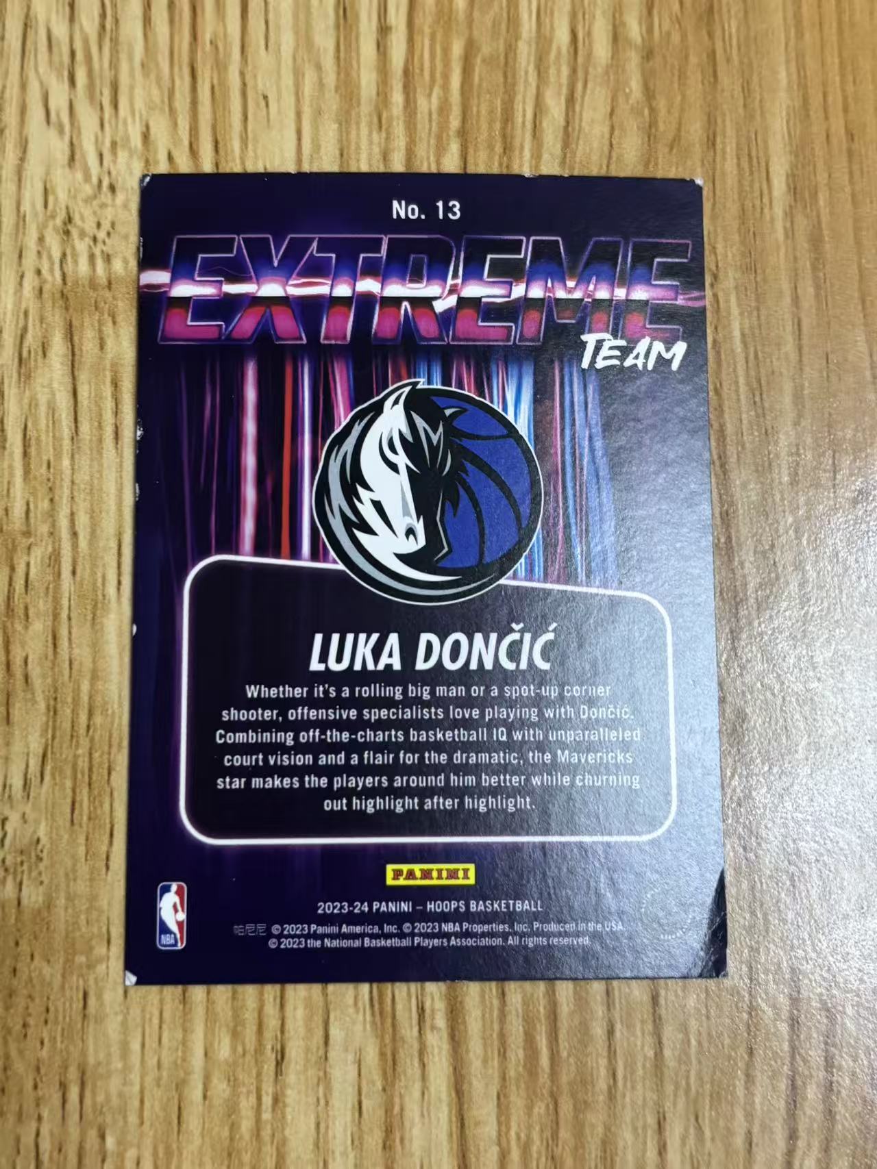 2023-24 Panini NBA Hoops Luka Doncic 【磊子球星卡】卢卡 东契奇 77 extreme team 特卡 折射 独行侠 专收必备 瑕疵看图