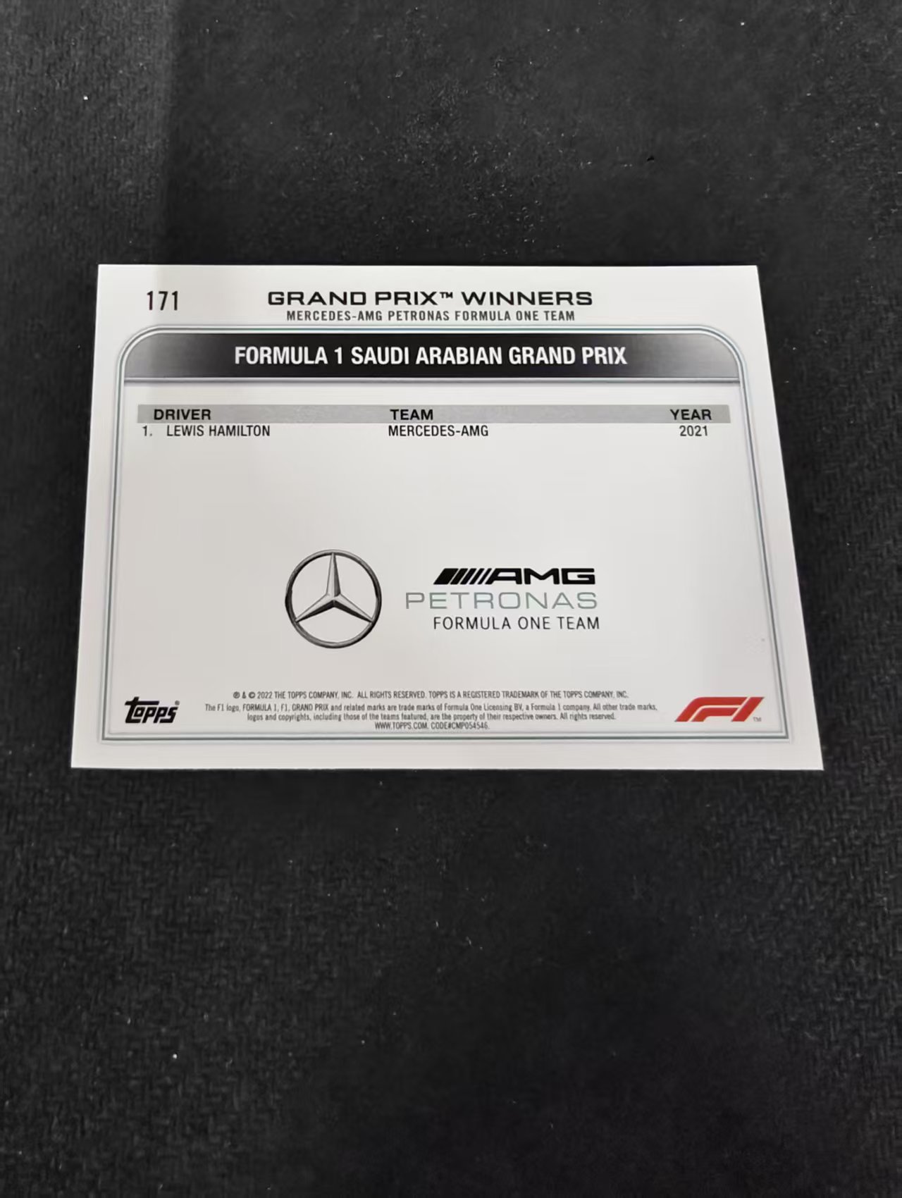 2022 Topps Chrome F1 Lewis Hamilton 刘易斯 汉密尔顿 AMG梅赛德斯奔驰 划痕 边角瑕疵 @171