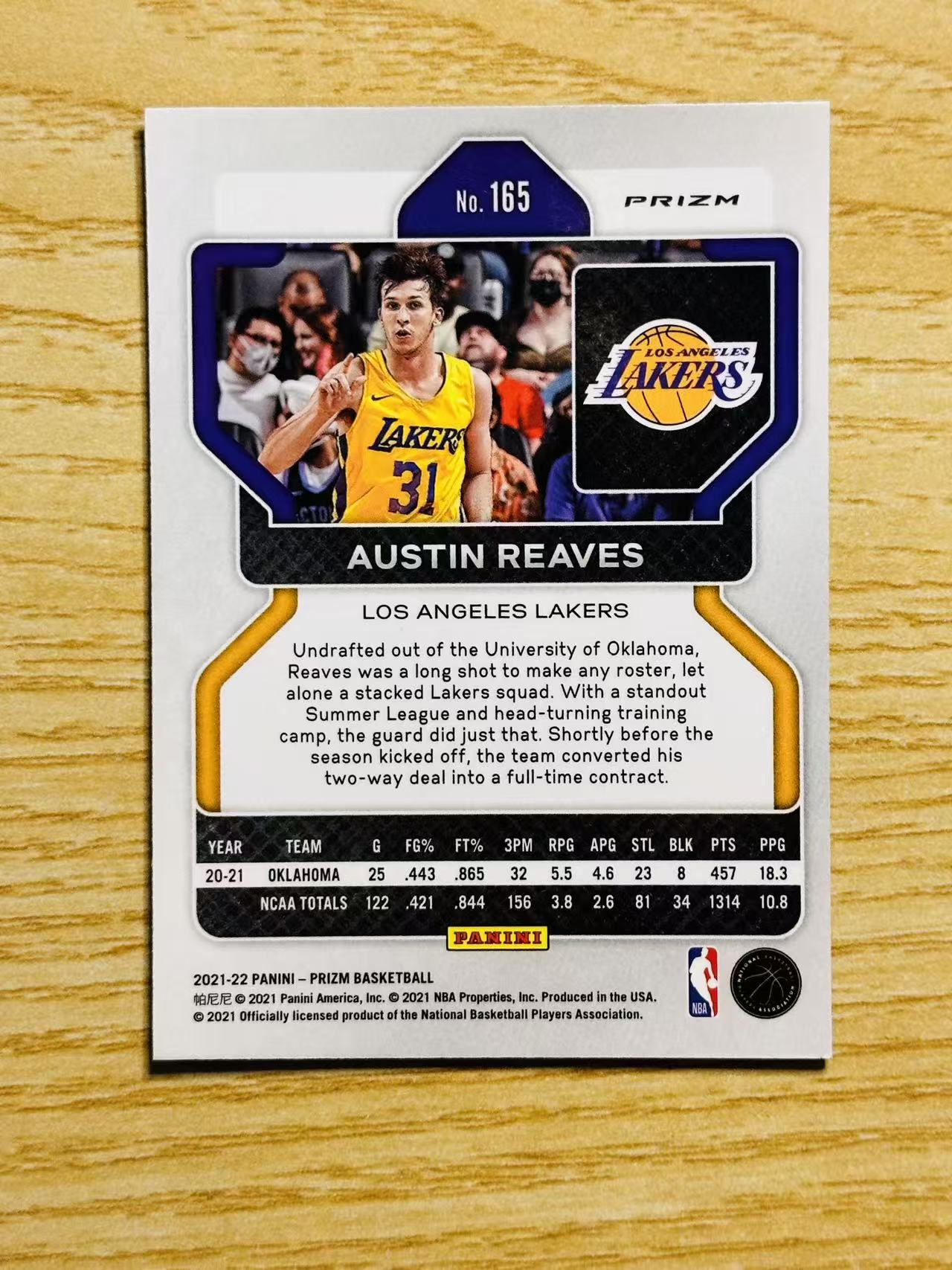 2021-22 Panini Prizm Austin Reaves RC #165 奥斯汀 里弗斯 新秀年 湖人 绿折