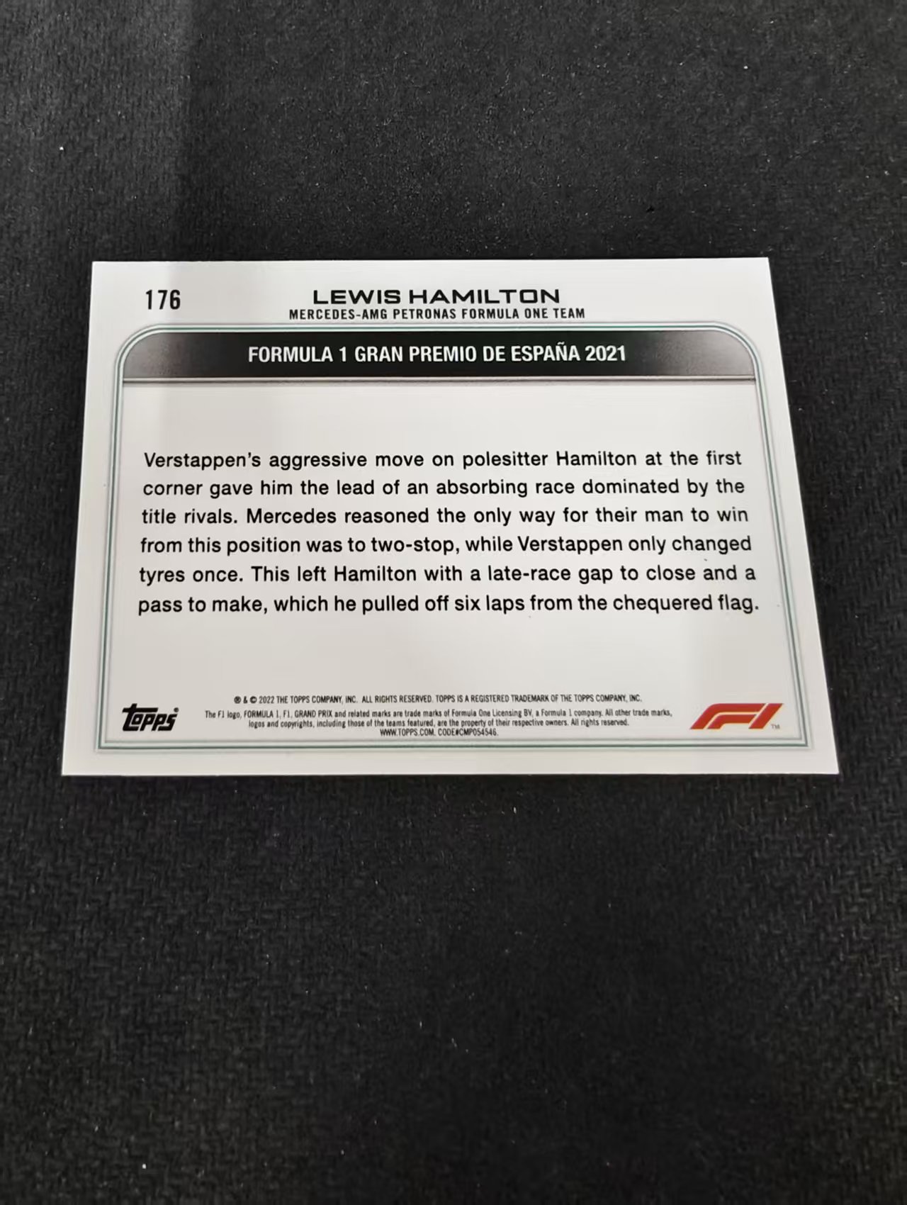 2022 Topps Chrome F1 Lewis Hamilton 刘易斯 汉密尔顿 AMG梅赛德斯奔驰 划痕 边角瑕疵 @176