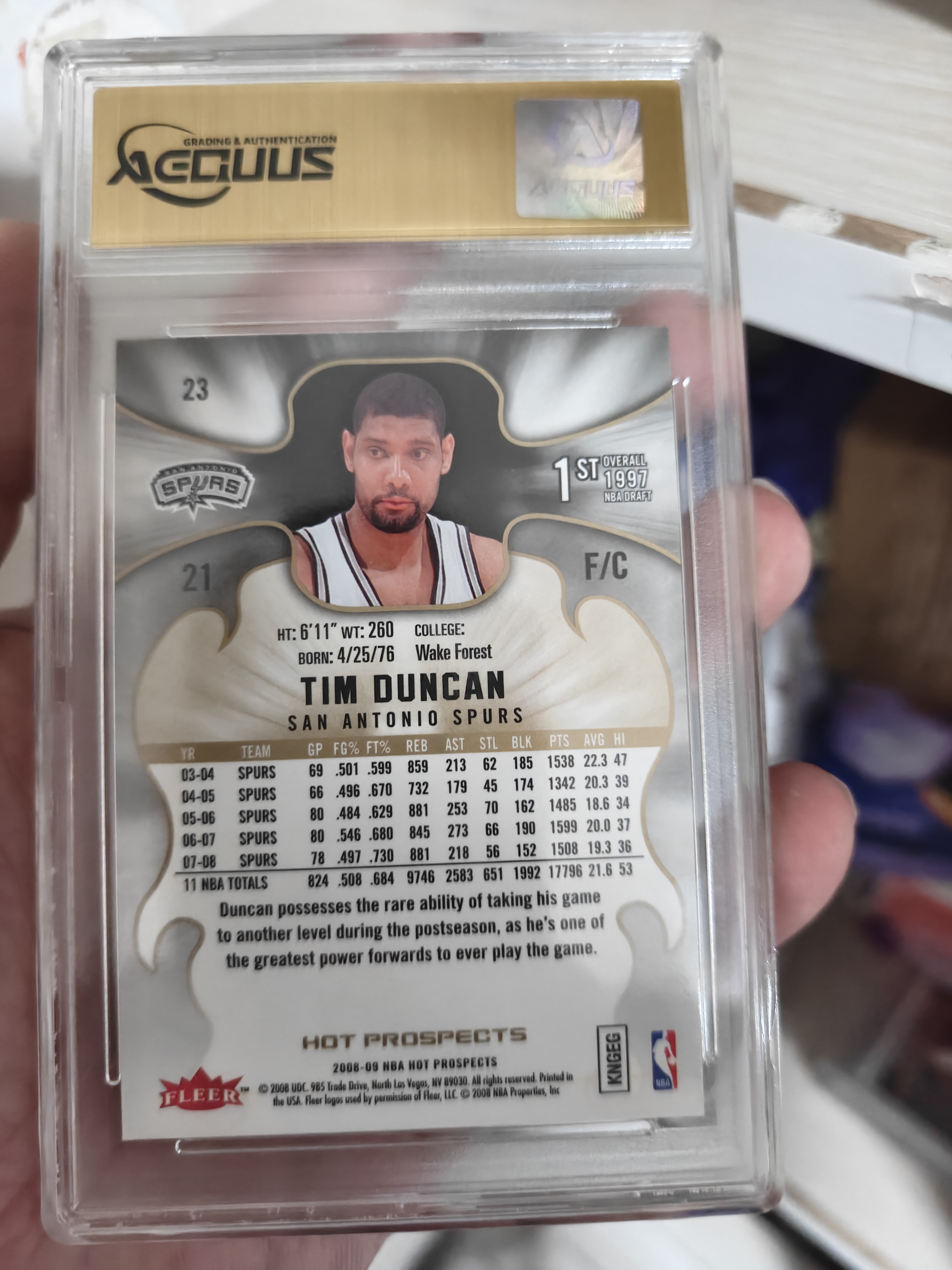 2008-09 Fleer Hot Prospects Tim Duncan #23 Americana 可遇不可求 市面上已经很难找了 石佛 绝版了 蒂姆 邓肯 金标 马刺