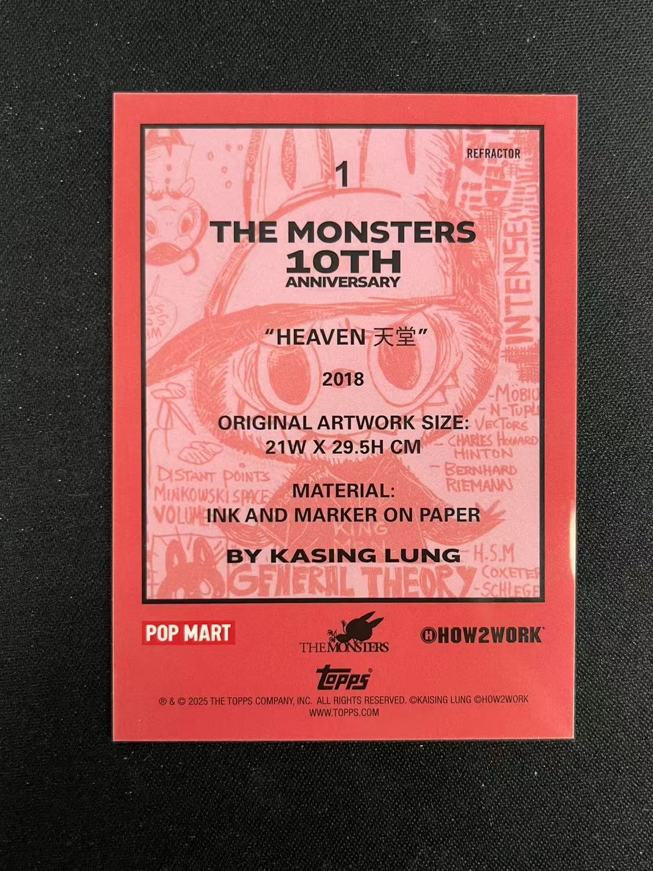 2025 Topps Chrome Labubu 拉布布 10周年 泡泡玛特 联名版 龙家升 折射 收藏必备 卡品如图 HCQL