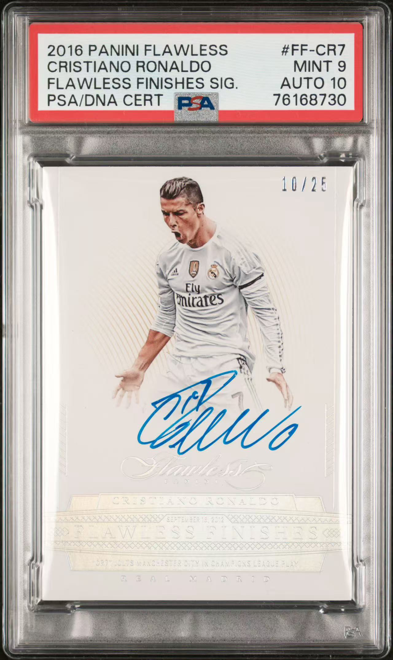 2015-16 Panini Flawless Cristiano Ronaldo 手提 皇马 C罗 罗纳尔多 签字 卡签 25编 finishes 招牌动作 ssp 元年绝杀签 评级 psa9/10