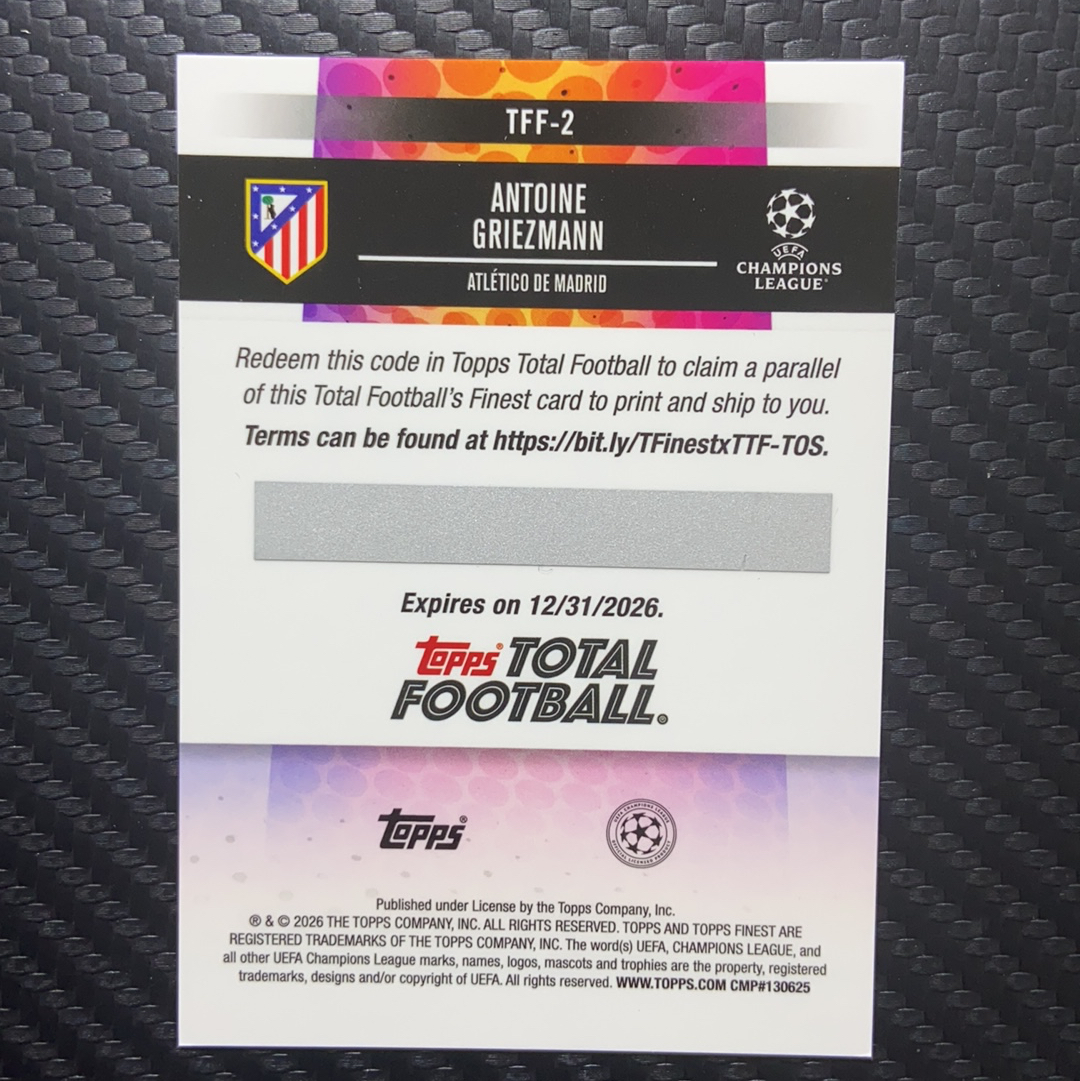 2025-26 Topps Finest 卡品如图(一哥) Antoine Griezmann 格列兹曼 法国 马竞 巴萨 大比例 折射 tff 全攻全守特卡 Total Football's Fin