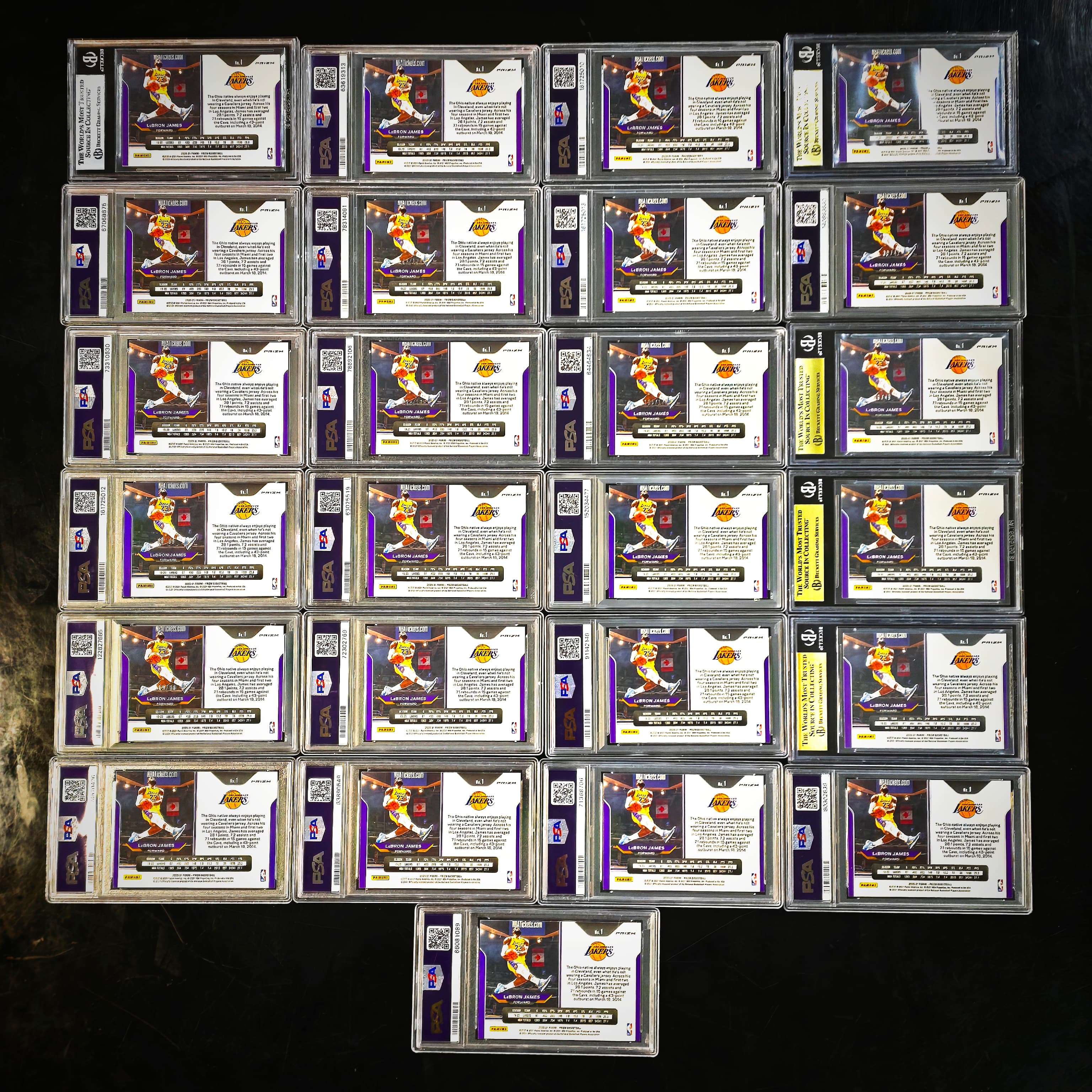 【战斧精品】2020-21 Prizm 勒布朗詹姆斯 LeBron James 经典剪刀脚 湖人 彩虹套折射 42编49编60编75编88编125编175编 虎皮折SSP PSA10分7张 BGS金标9.5分3张 共25张见图|战斧南华S1